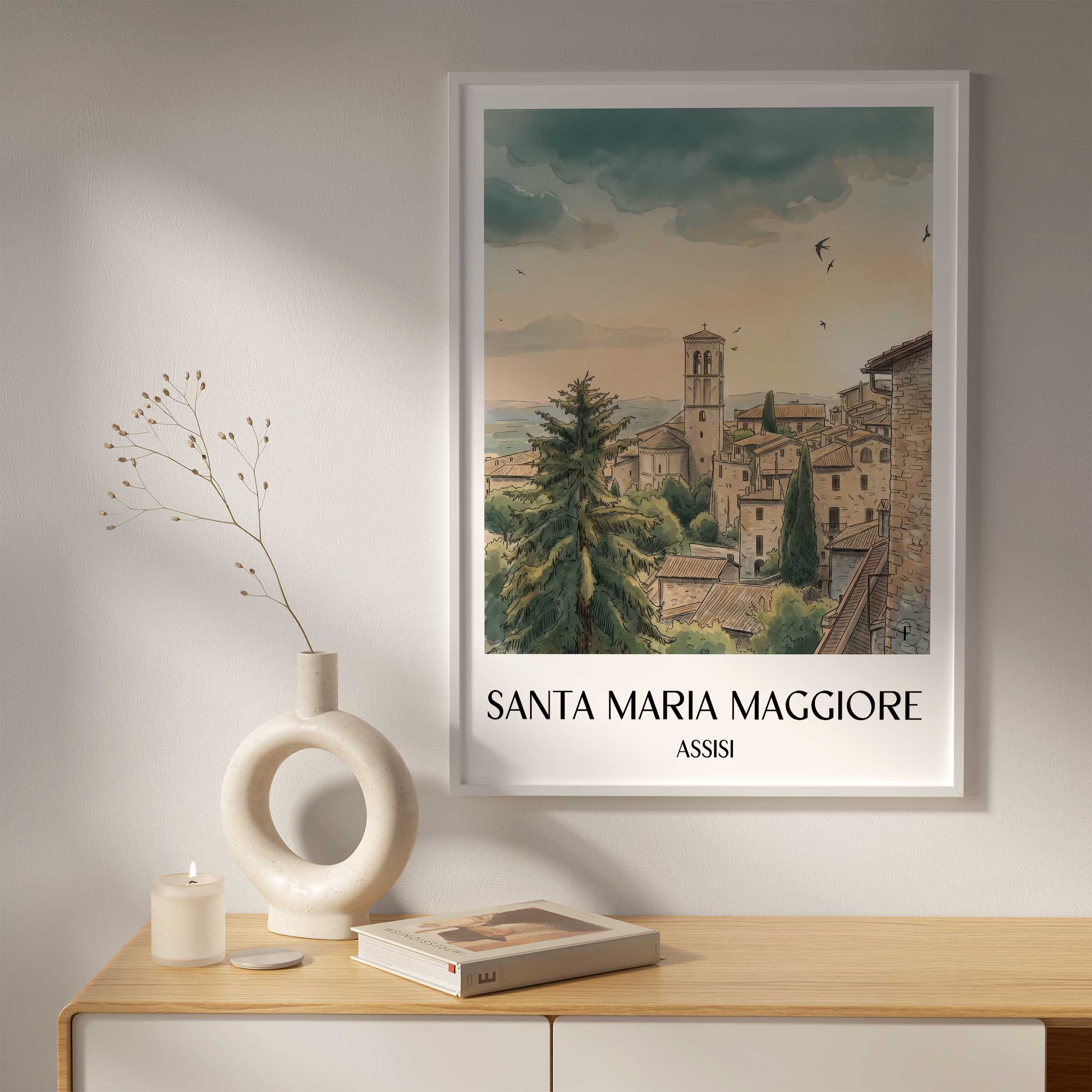 santa-maria-maggiore-assisi-italien-poster-aquarell