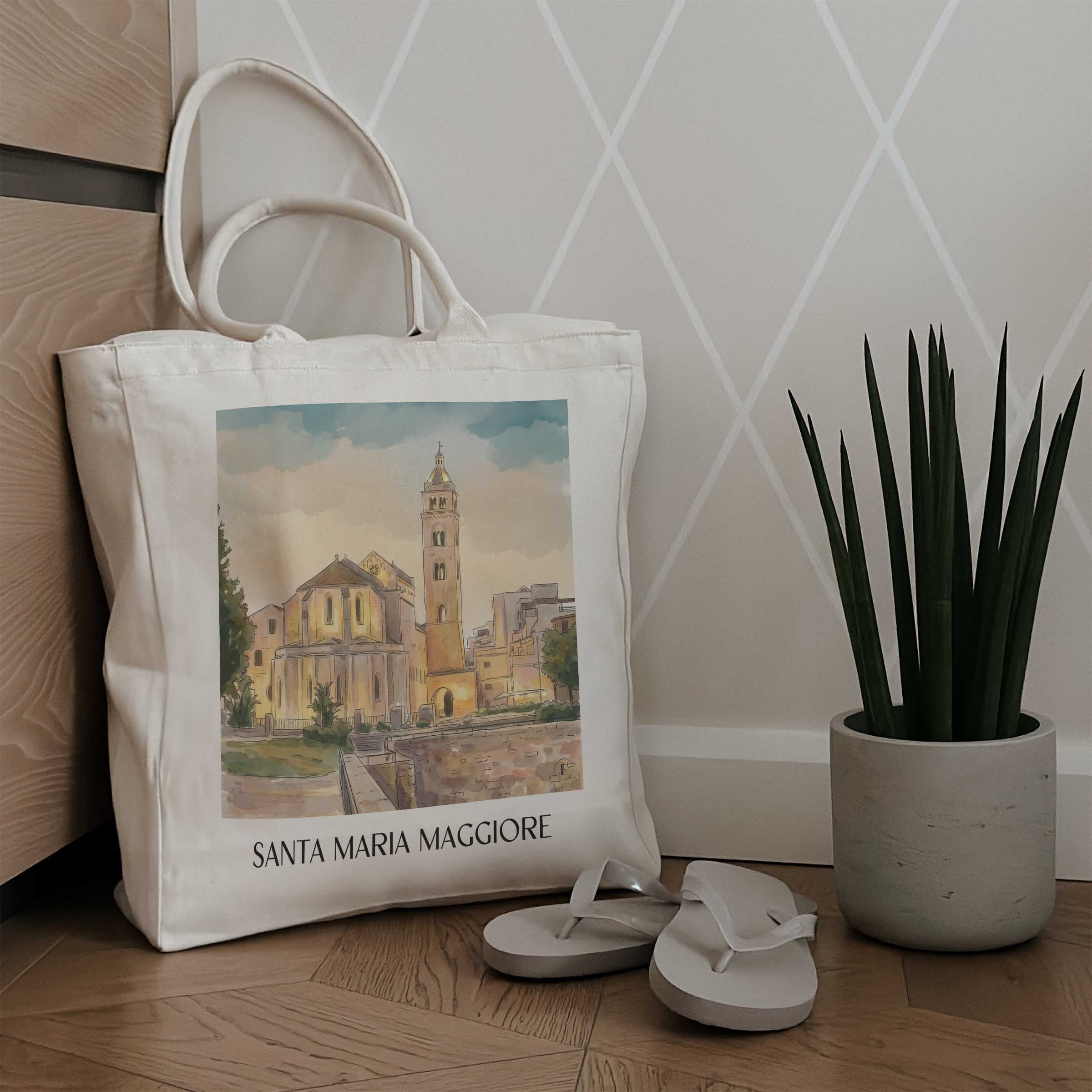 santa-maria-maggiore-barletta-italien-einkaufstasche-aquarell