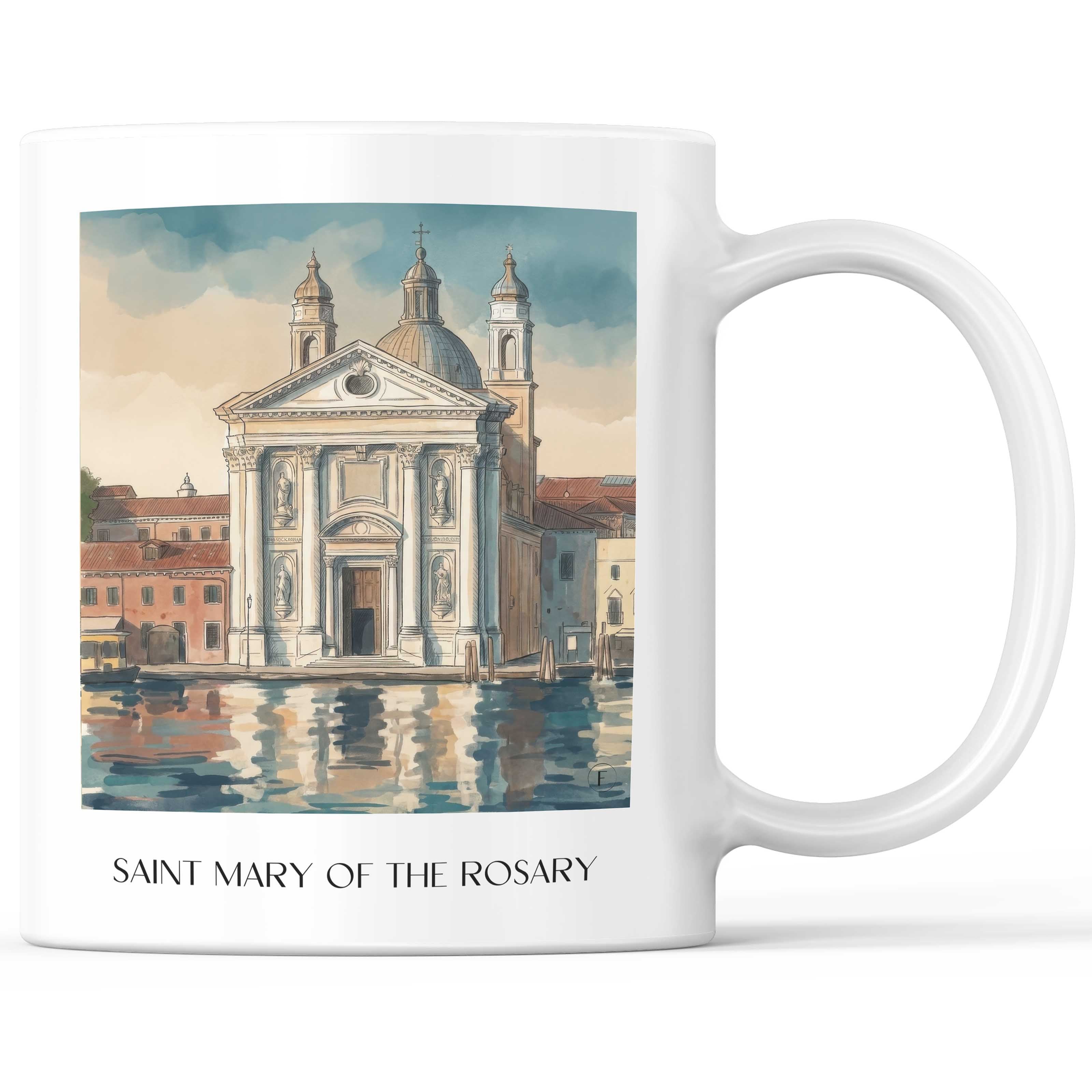 Santa Maria del Rosario Kaffeebecher - Venedig - Italien Becher - Kaffeetasse im Aquarell Stil - favplace