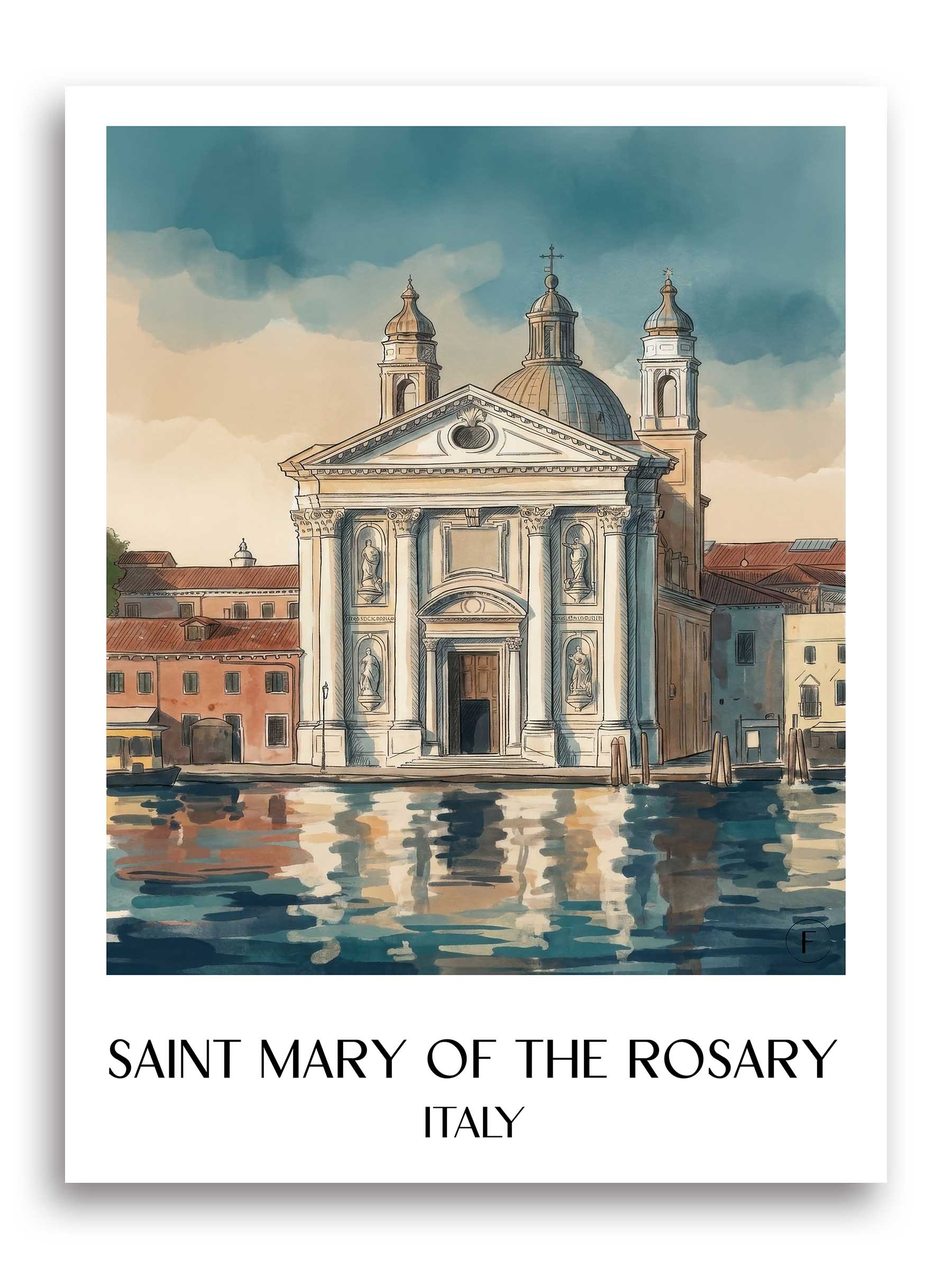 Santa Maria del Rosario Poster - Venedig - Italien Kunstdruck - Aquarell von A4 bis A1 - favplace
