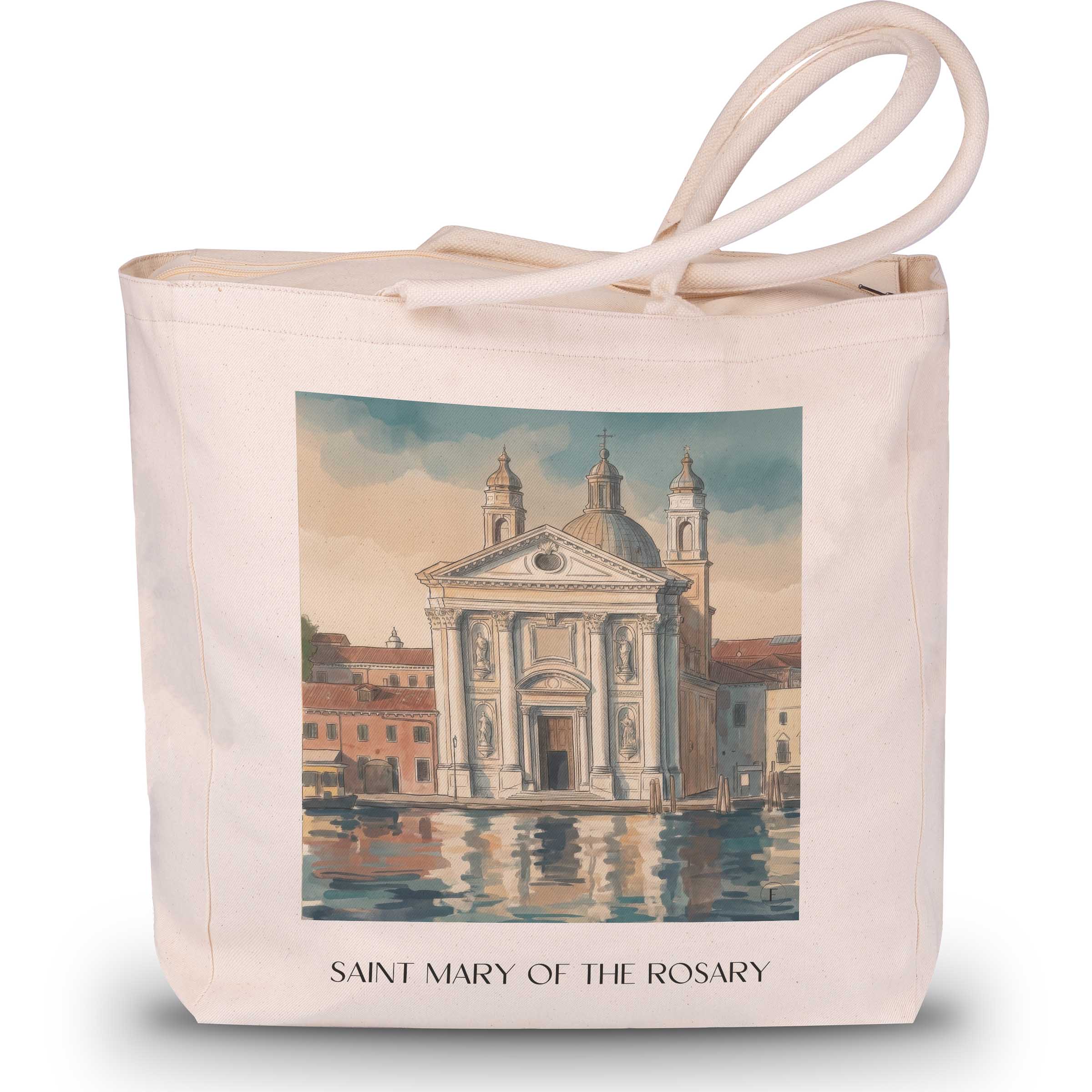 Santa Maria del Rosario Shopping Tasche - Venedig - Italien Tote Bag - Einkaufstasche im Aquarell Stil - favplace