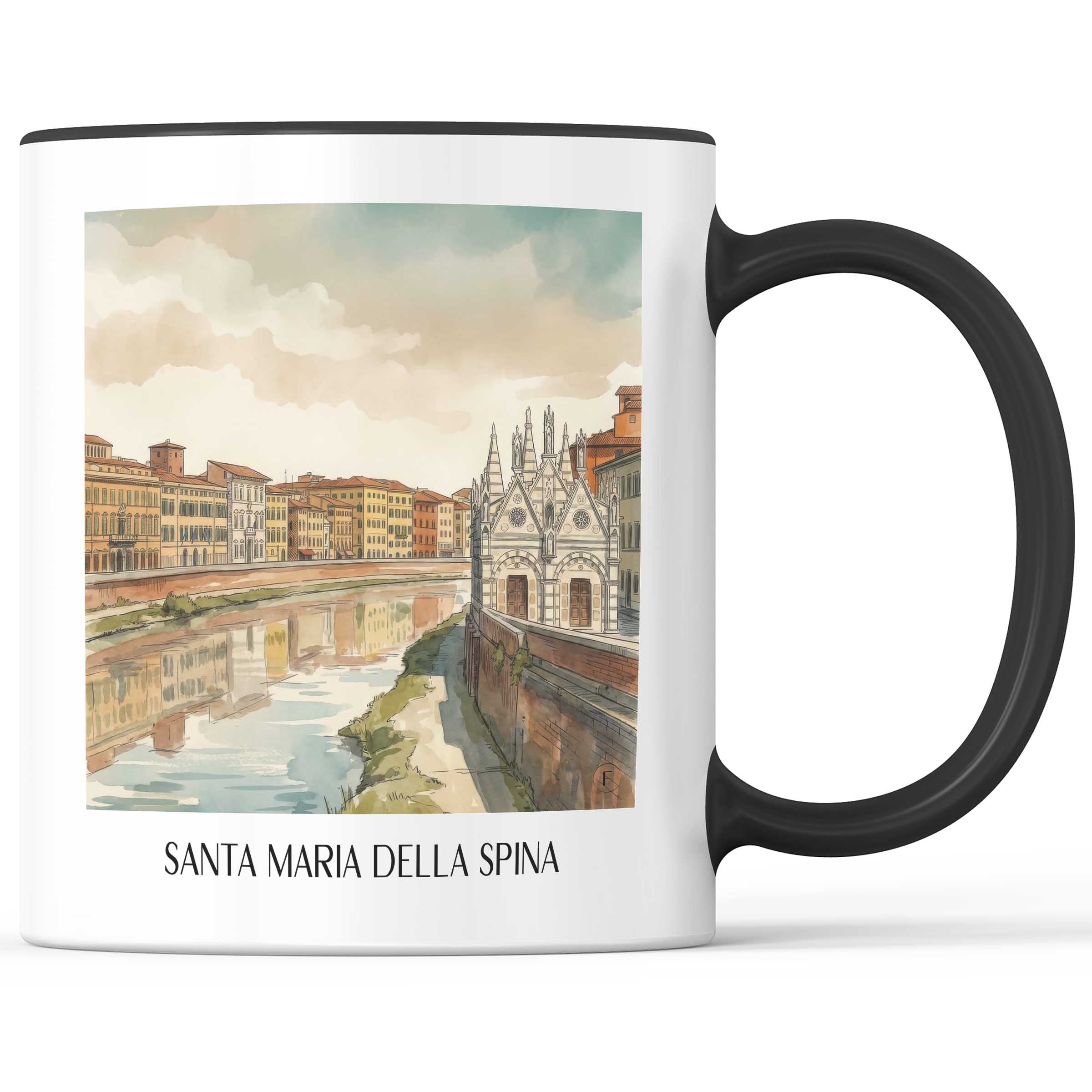 santa-maria-della-spina-pisa-italien-kaffeebecher-aquarell