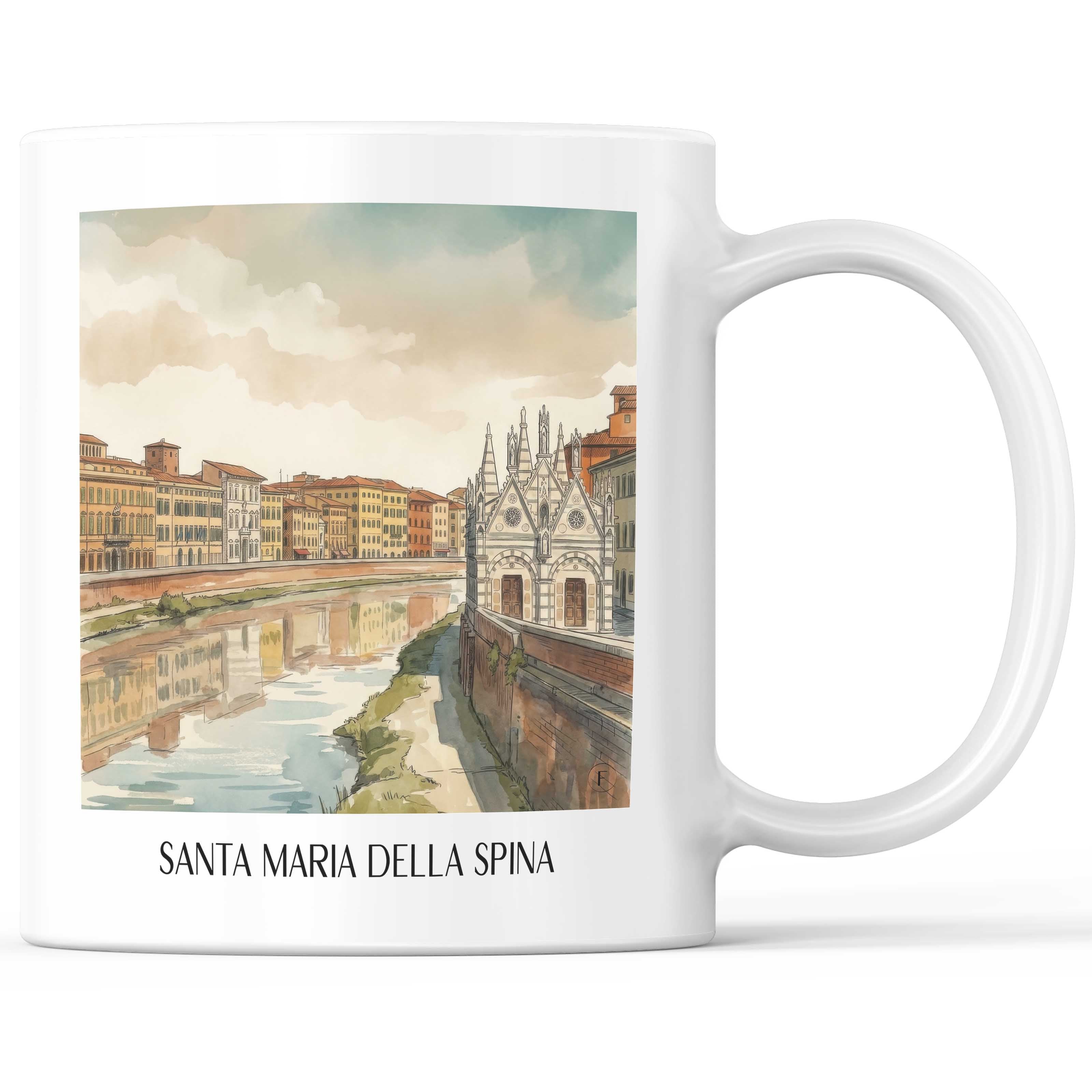 santa-maria-della-spina-pisa-italien-kaffeebecher-aquarell
