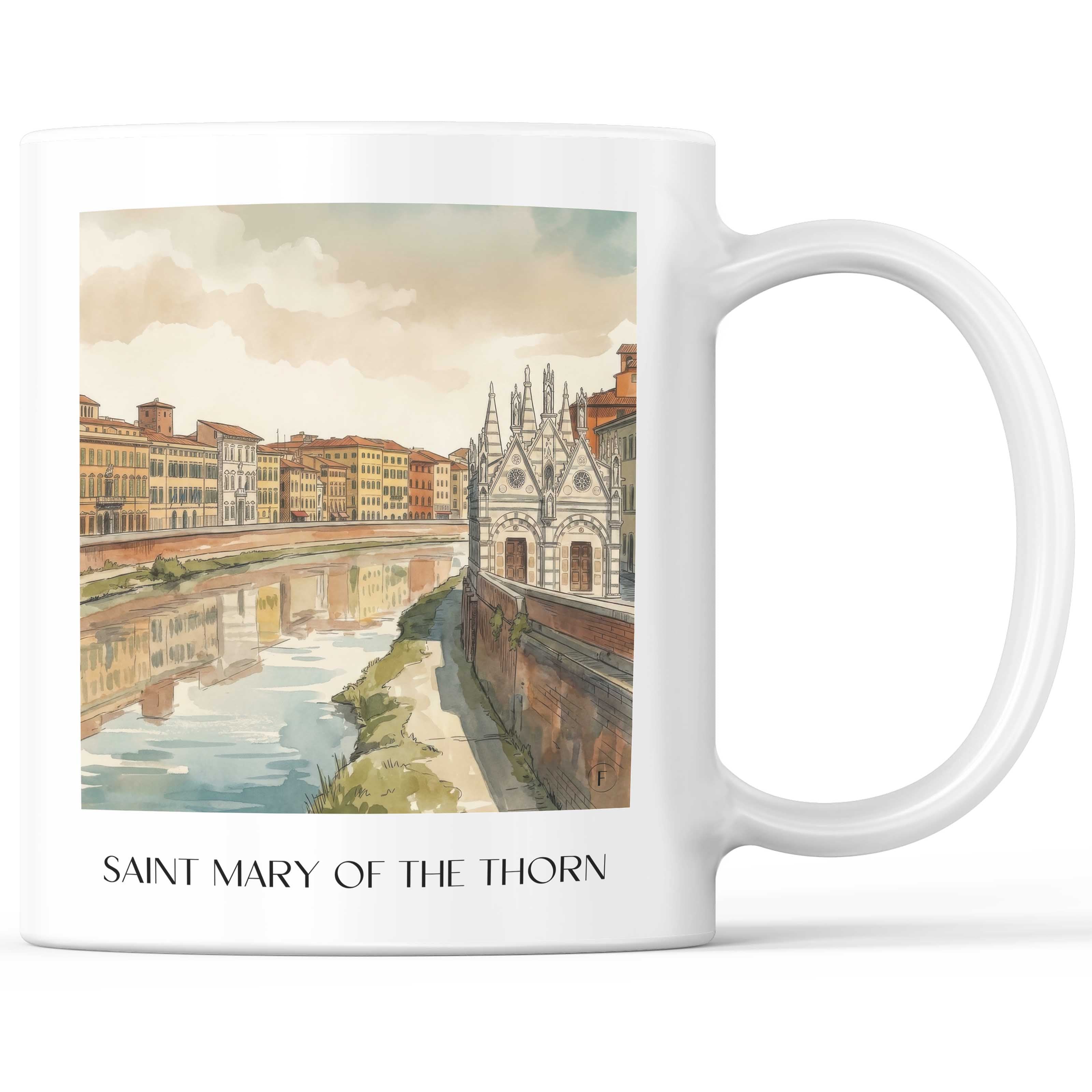 Santa Maria della Spina Kaffeebecher - Pisa - Italien Becher - Kaffeetasse im Aquarell Stil - favplace