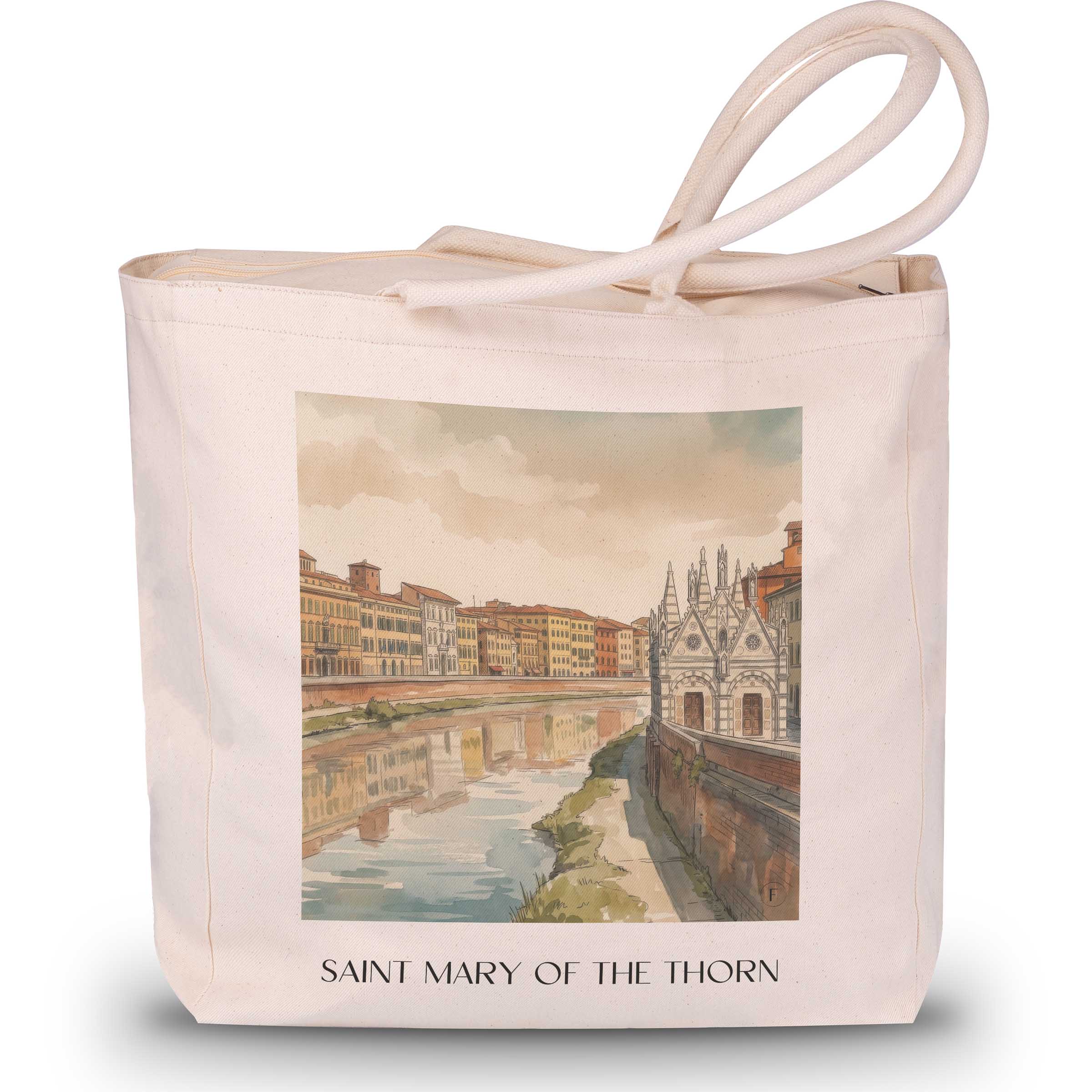 Santa Maria della Spina Shopping Tasche - Pisa - Italien Tote Bag - Einkaufstasche im Aquarell Stil - favplace