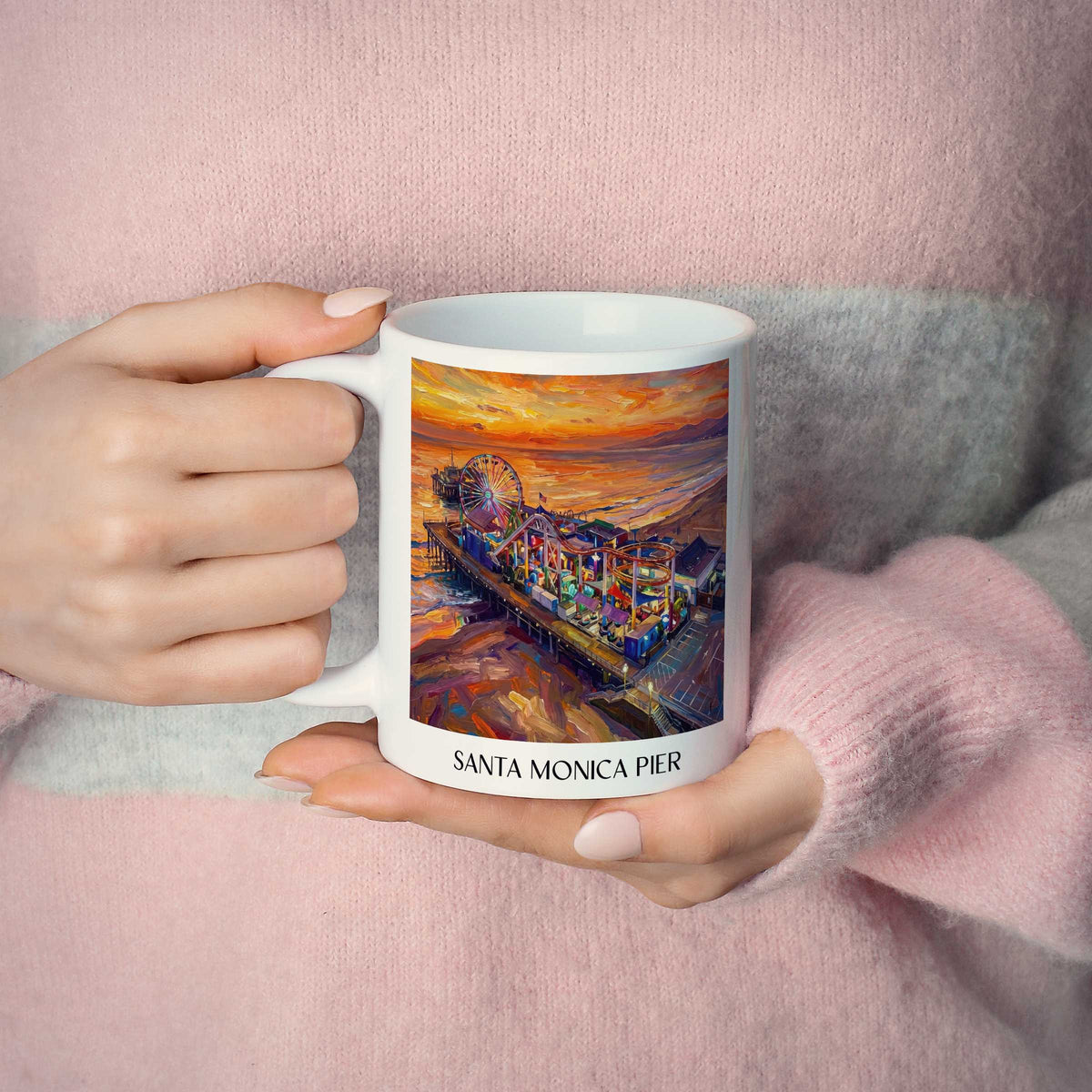 santa-monica-pier-californien-usa-kaffeebecher-oil-painting-oelgemaelde