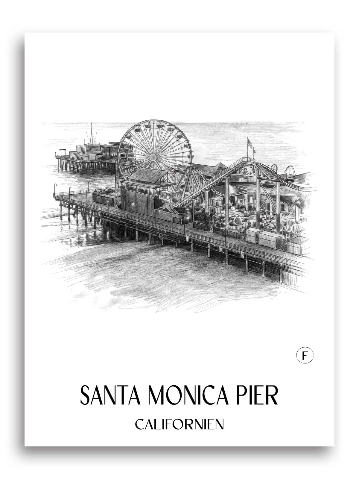 santa-monica-pier-californien-usa-poster-bleistift-zeichnung-drawing