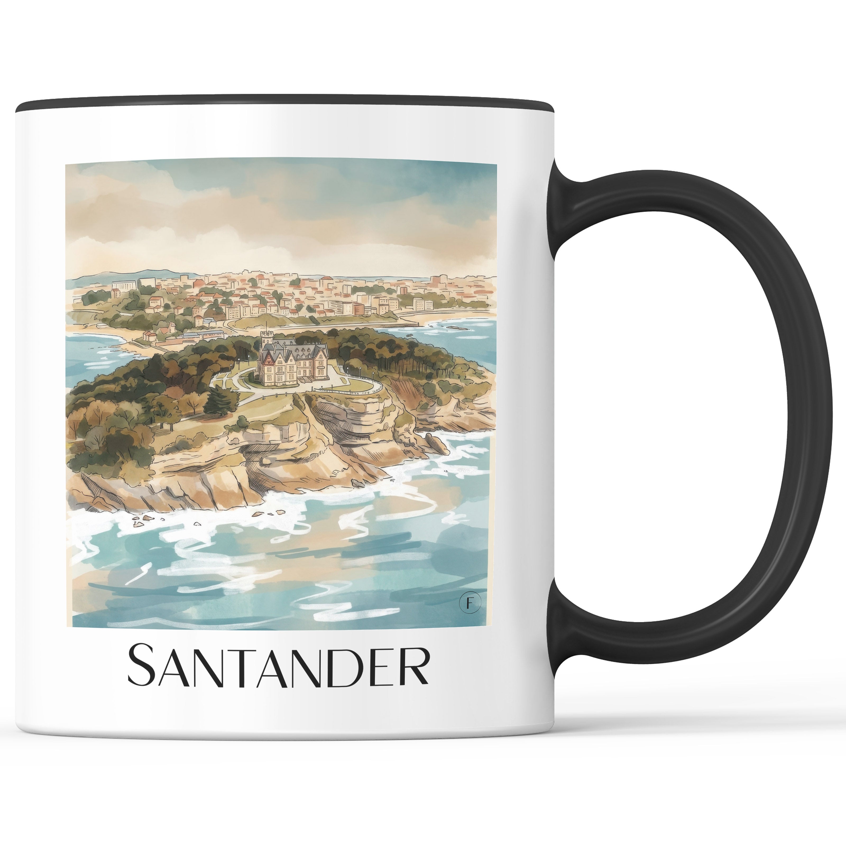 Santander Kaffeebecher - Spanien - Spanien und Spanien Becher - Kaffeetasse im Aquarell Stil - favplace