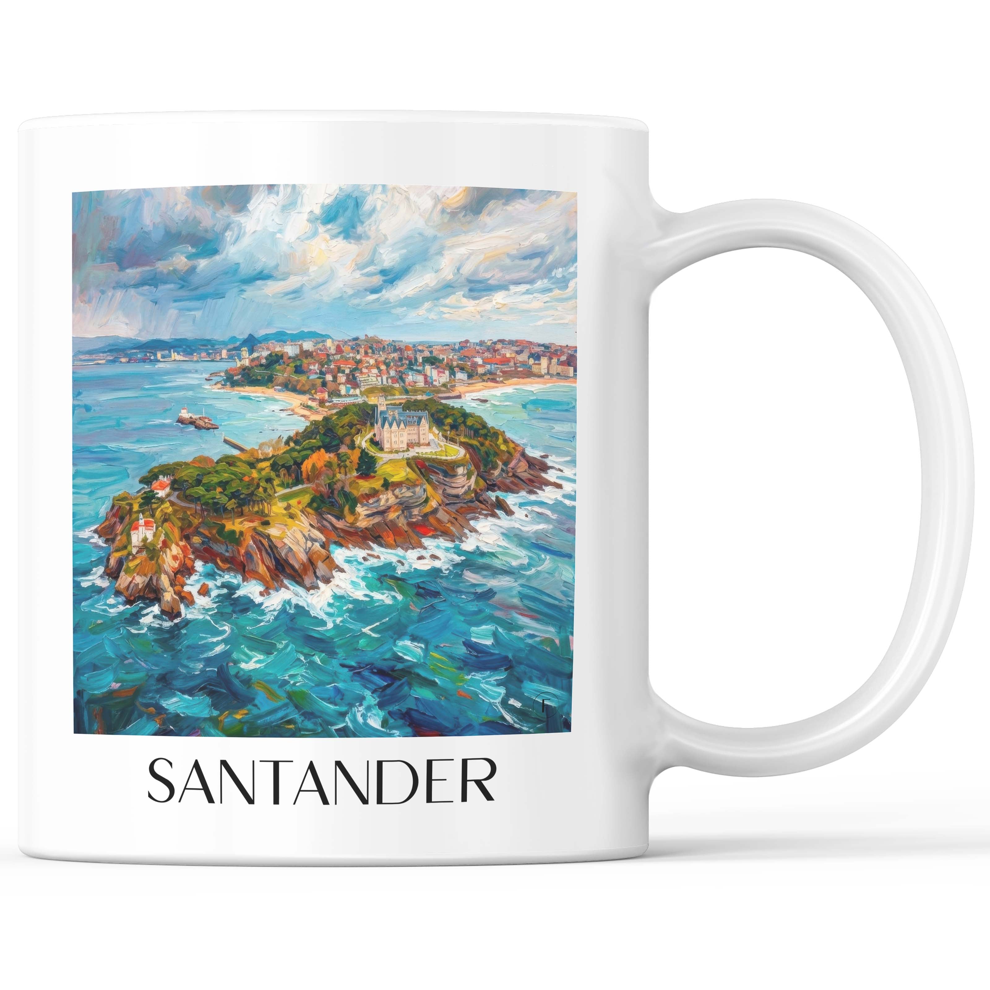 Santander Kaffeebecher - Spanien - Spanien und Spanien Becher - Kaffeetasse im Ölgemälde Stil - favplace