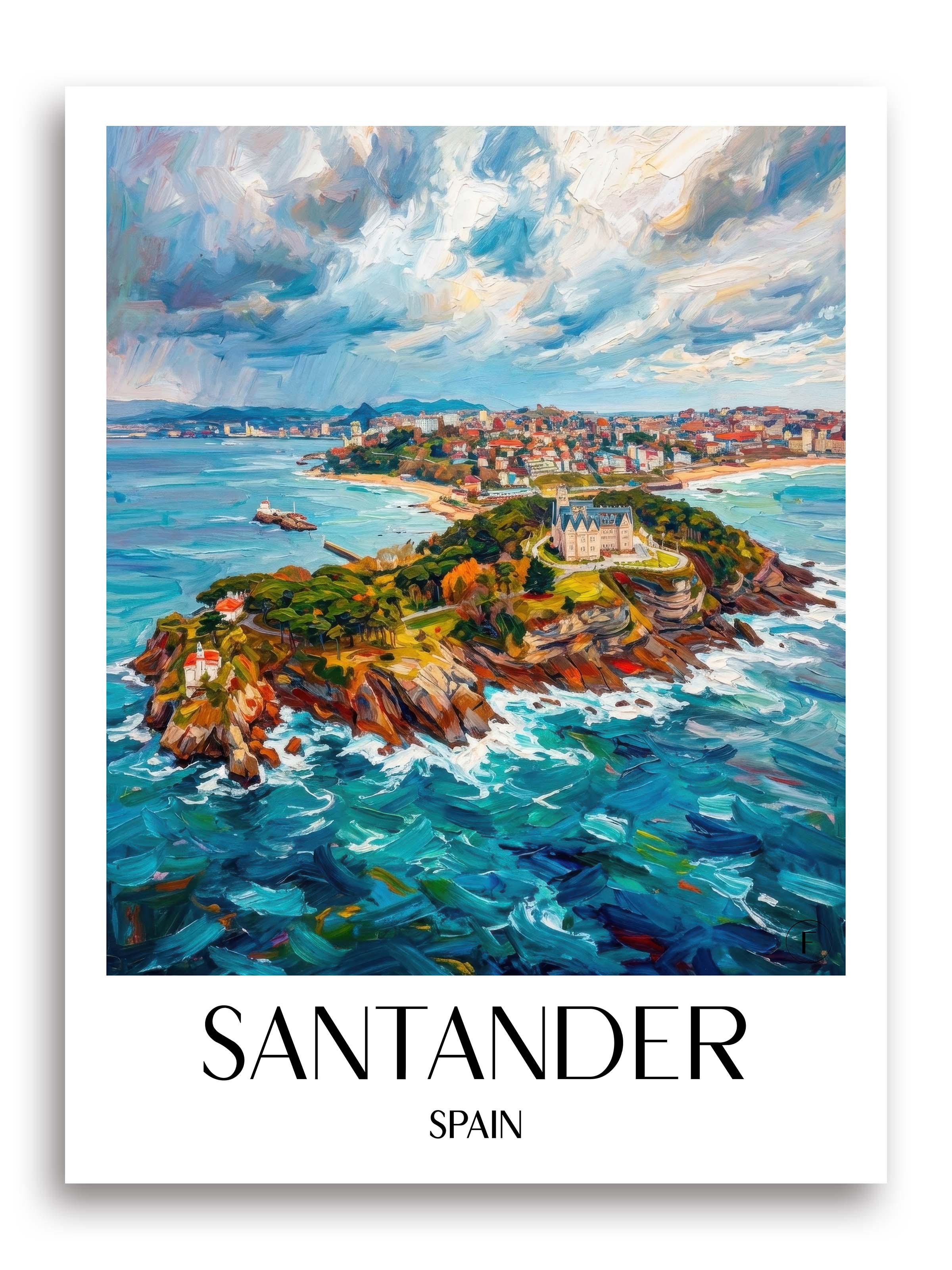 Santander Poster - Spanien - Spanien Kunstdruck - Ölgemälde von A4 bis A1 - favplace