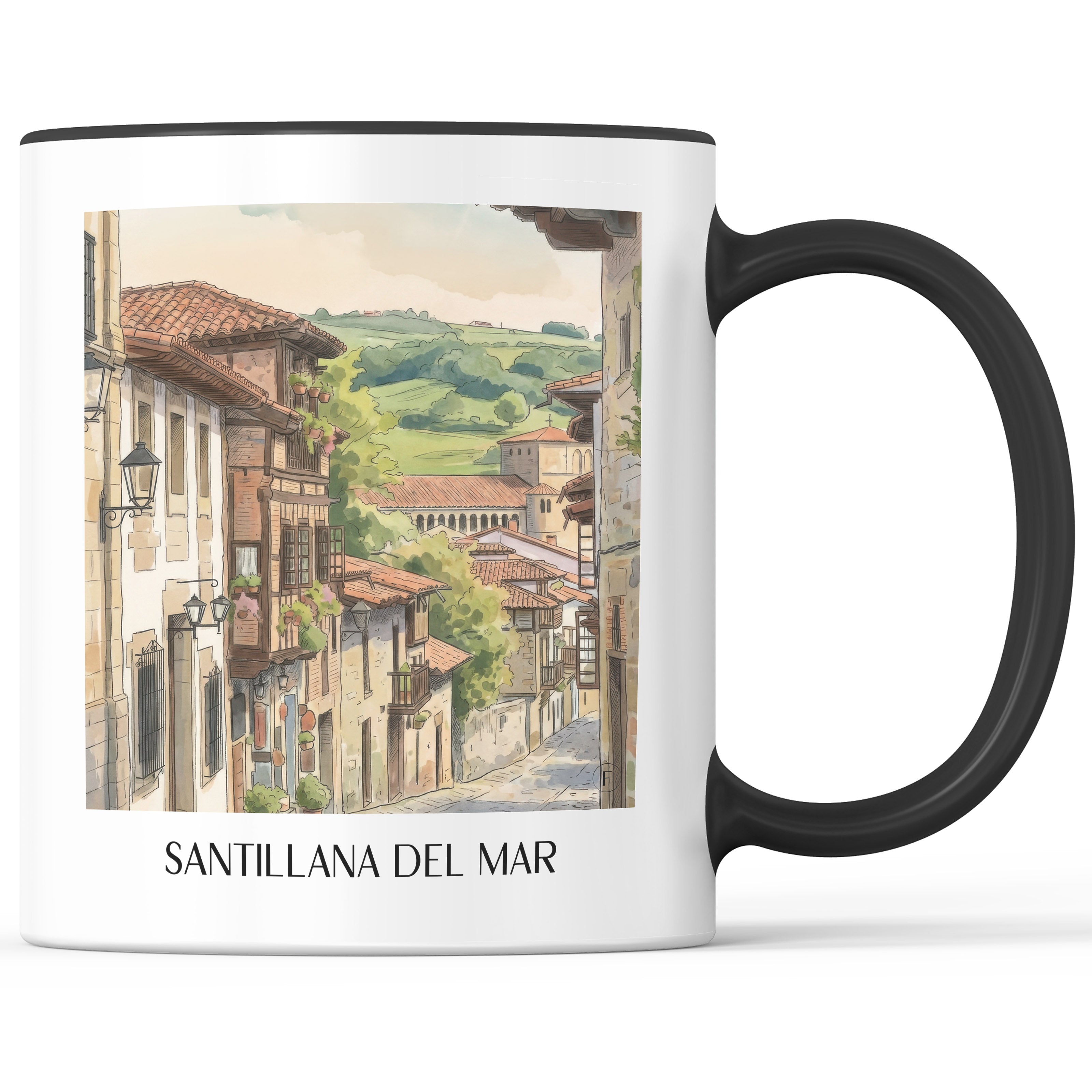 santillana-del-mar-spanien-spanien-kaffeebecher-aquarell