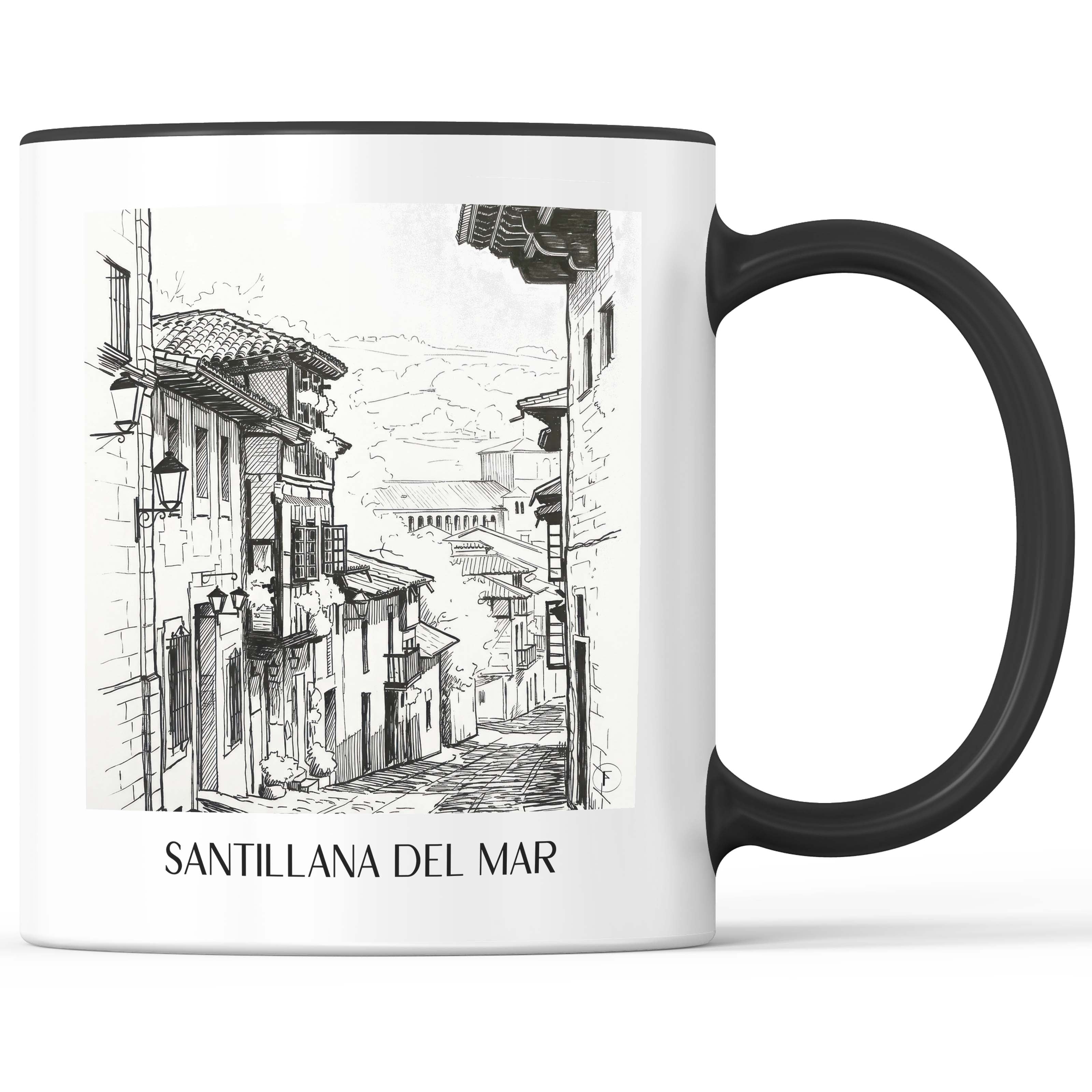 santillana-del-mar-spanien-spanien-kaffeebecher-skizze
