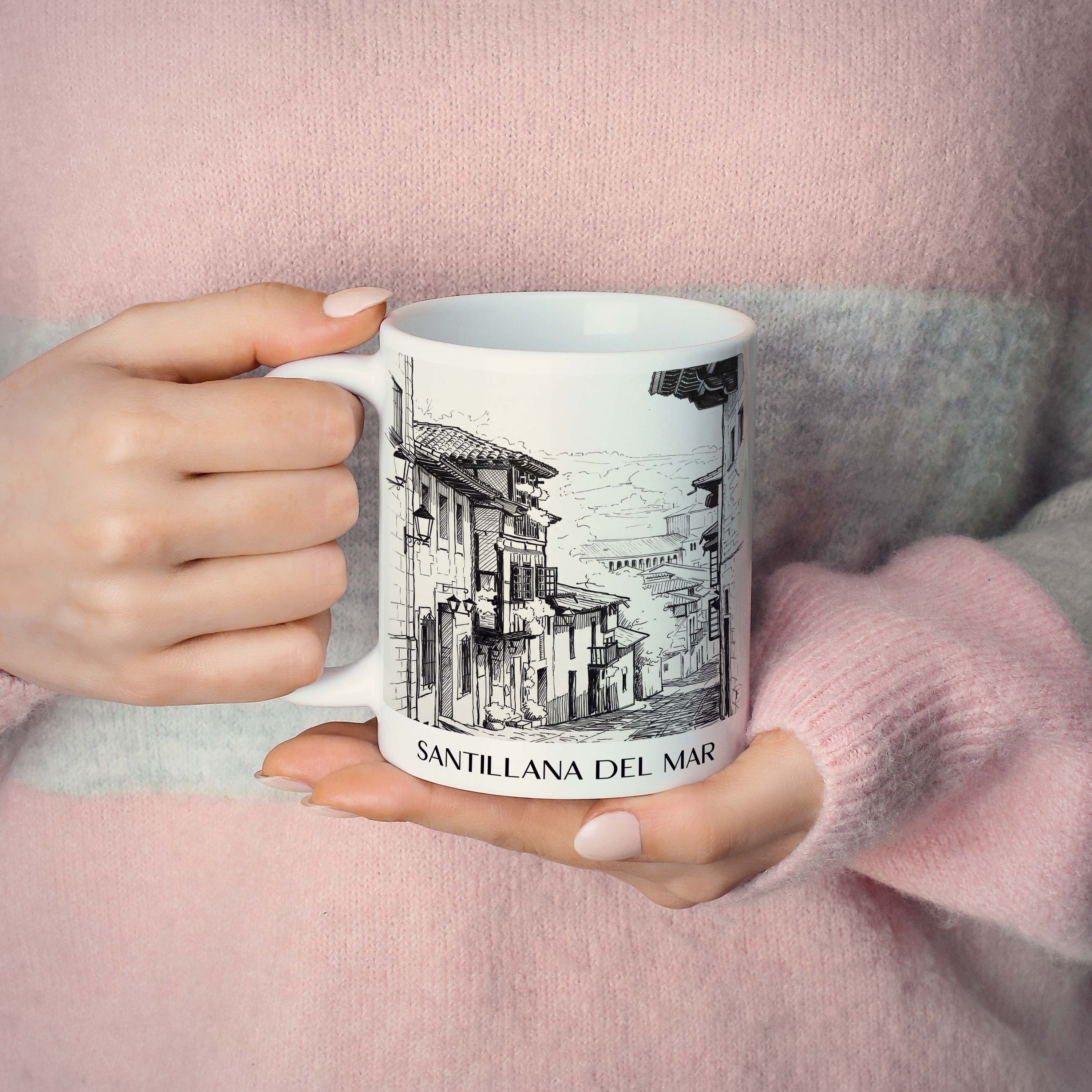 santillana-del-mar-spanien-spanien-kaffeebecher-skizze