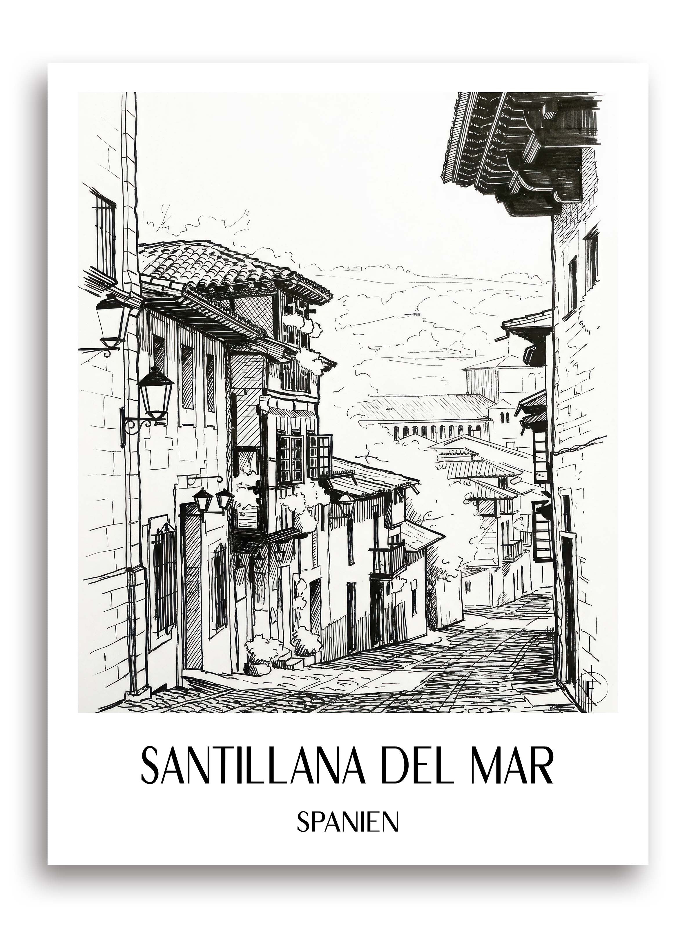 santillana-del-mar-spanien-spanien-poster-skizze