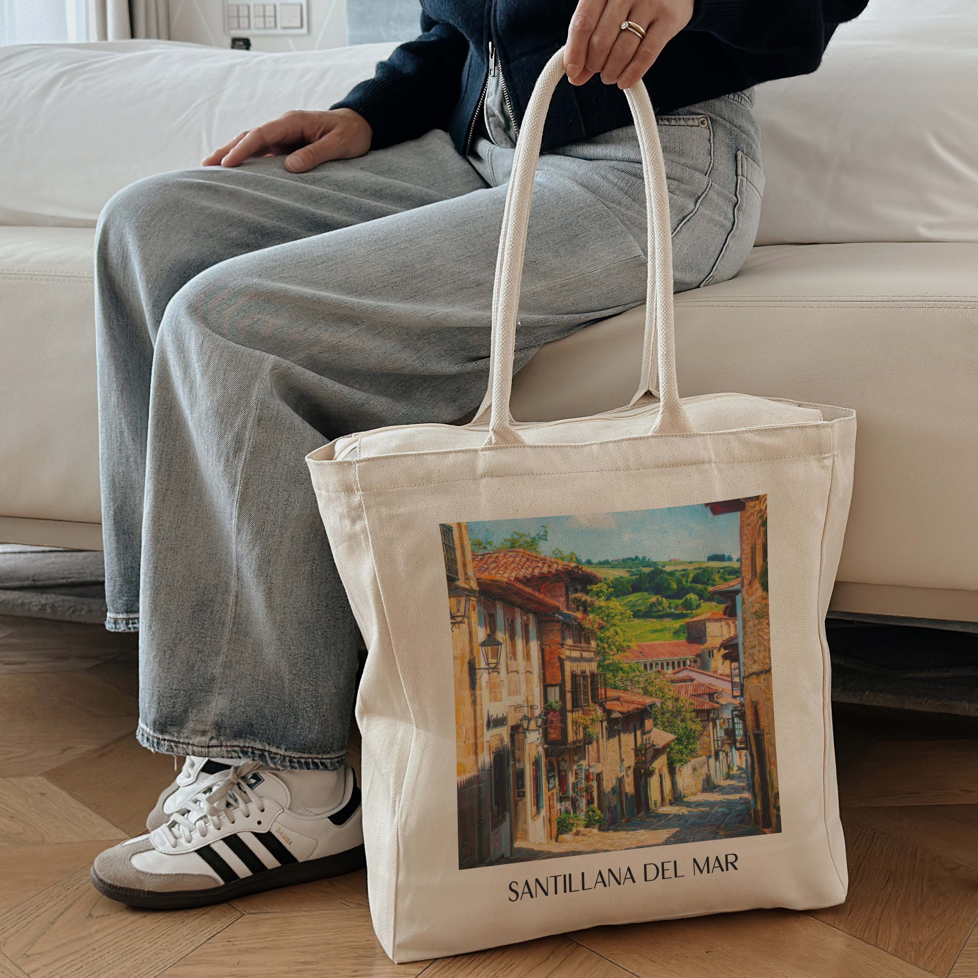 santillana-del-mar-spanien-spanien-einkaufstasche-oil-painting-oelgemaelde