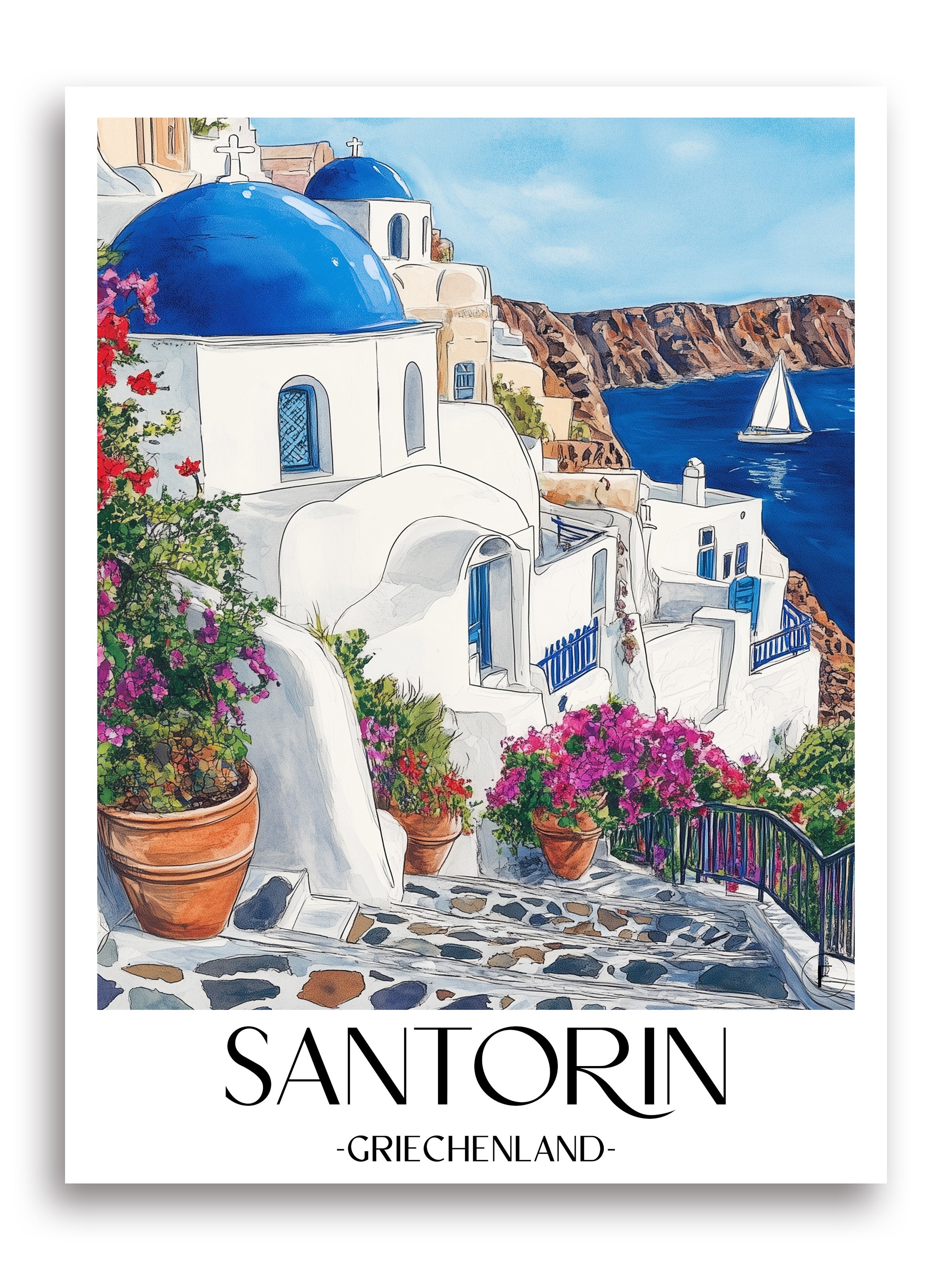 santorin-griechenland-poster-aquarell