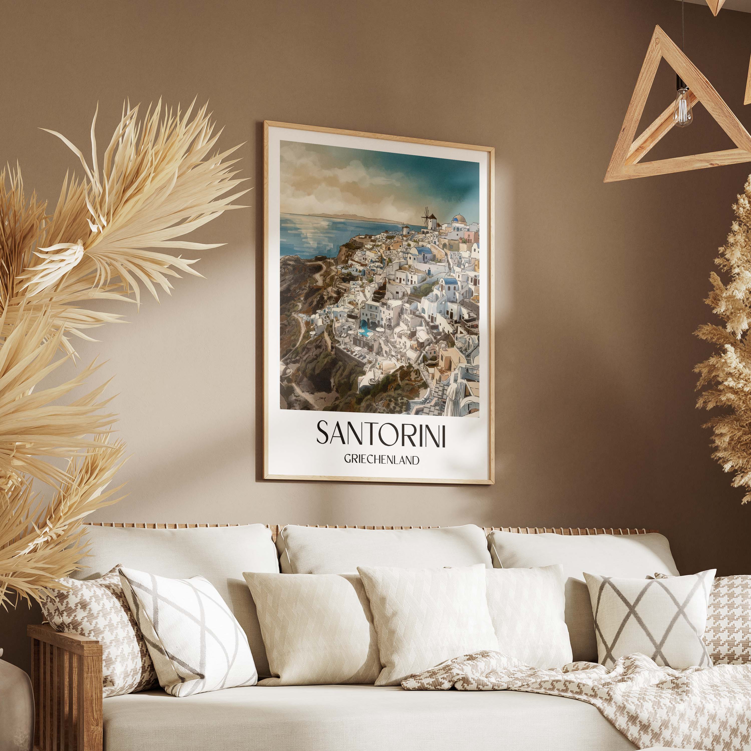 santorin-griechenland-poster-aquarell