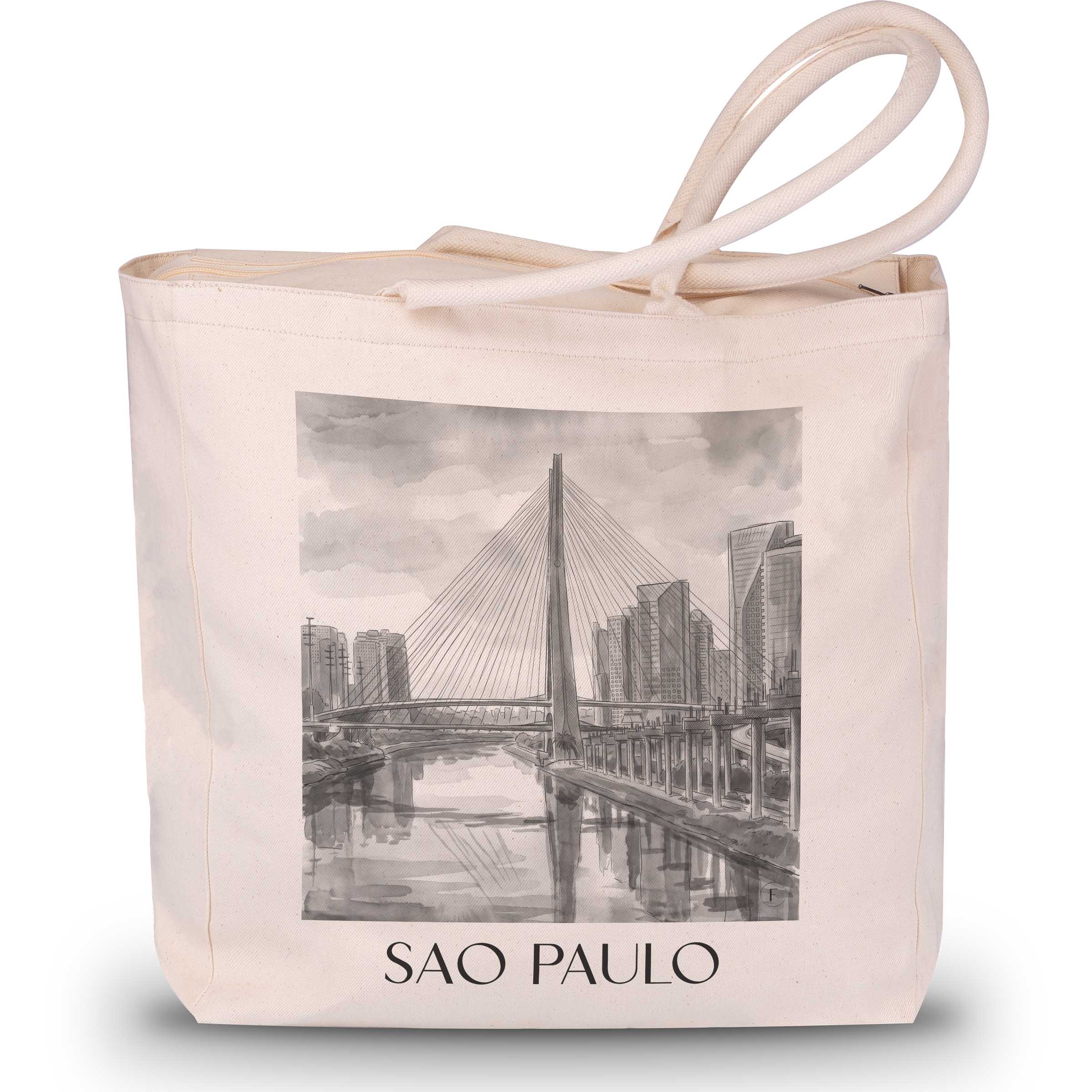Sao Paulo - Brasilien Tote Bag - Einkaufstasche im Aquarell Schwarz-Weiß Stil - favplace