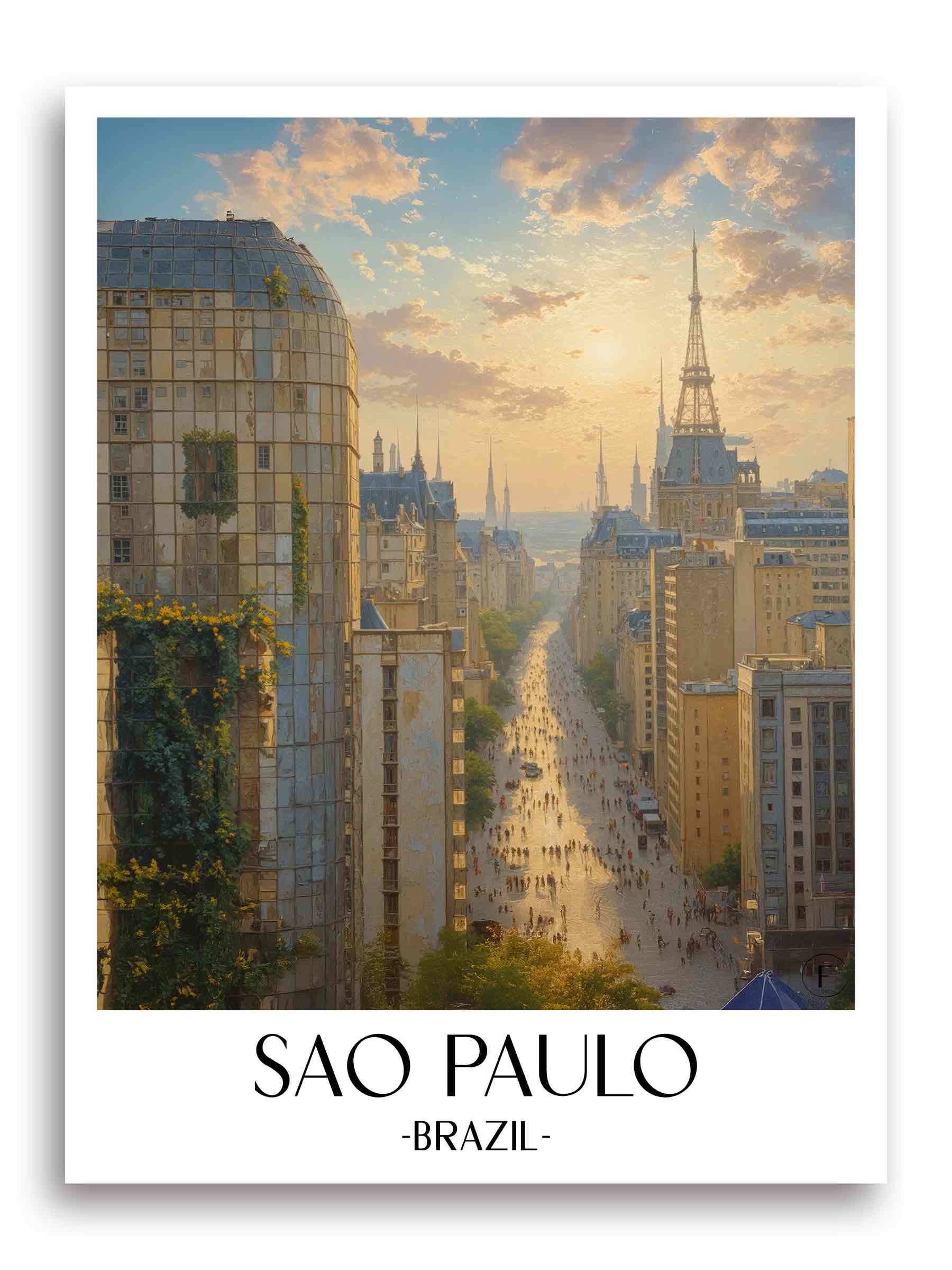 Sao Paulo Poster - Brasilien Kunstdruck - Aquarell von A4 bis A1 - favplace