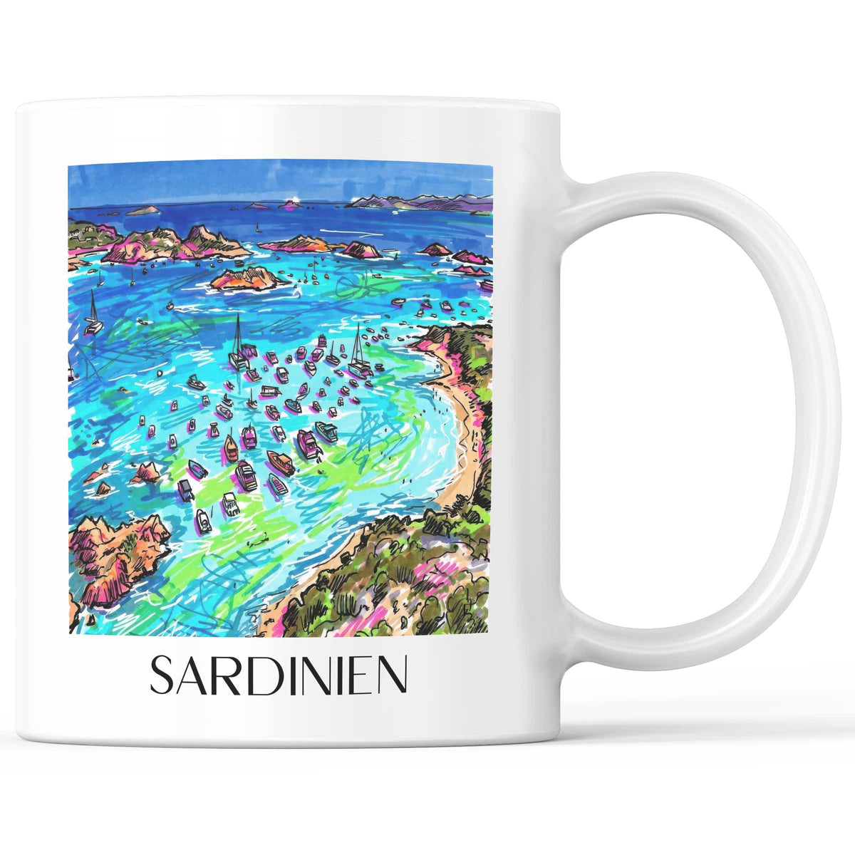 Sardinien - Italien Becher - Kaffeetasse im Tag Graffiti Stil - favplace