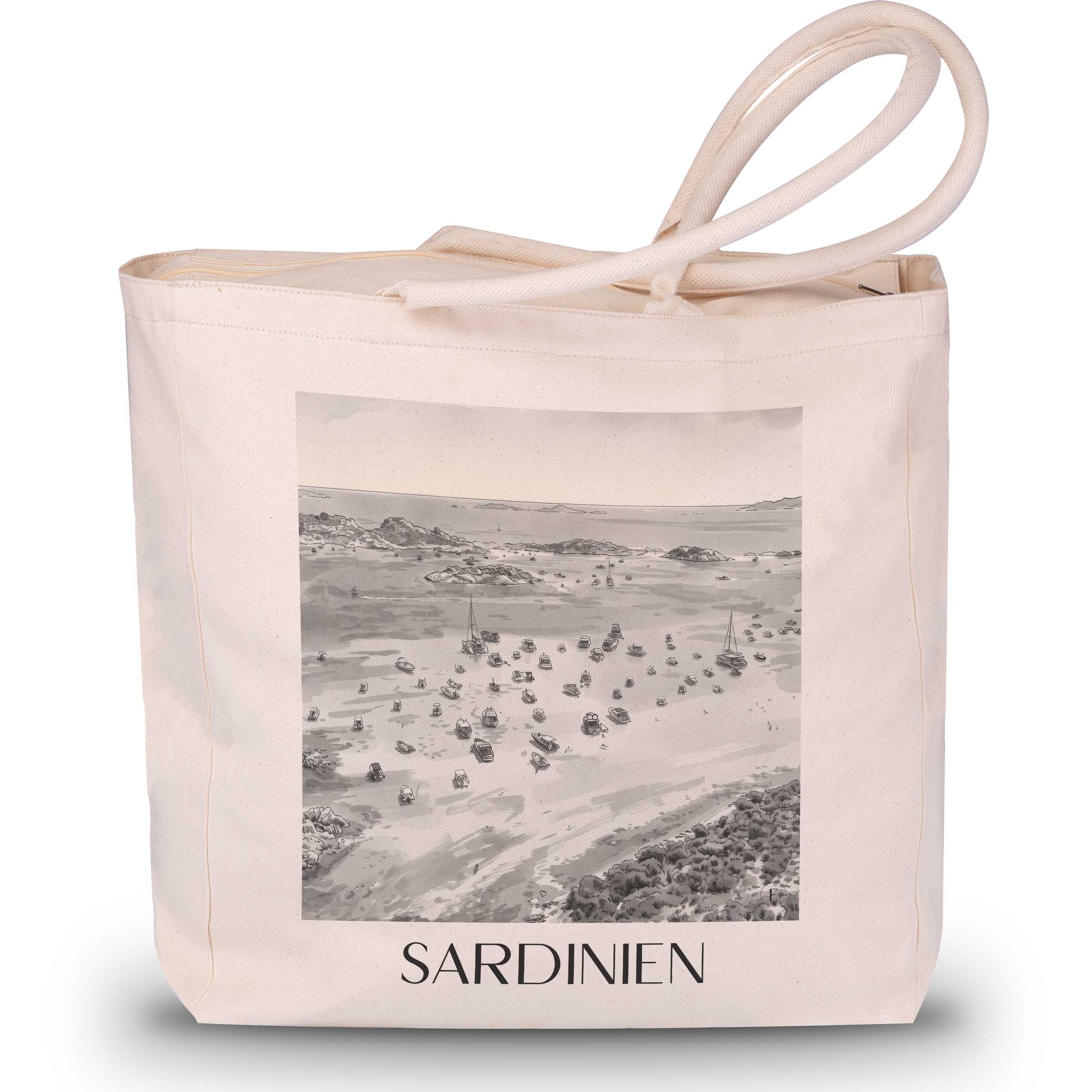 sardinien-italien-einkaufstasche-aquarell-schwarz-weiss