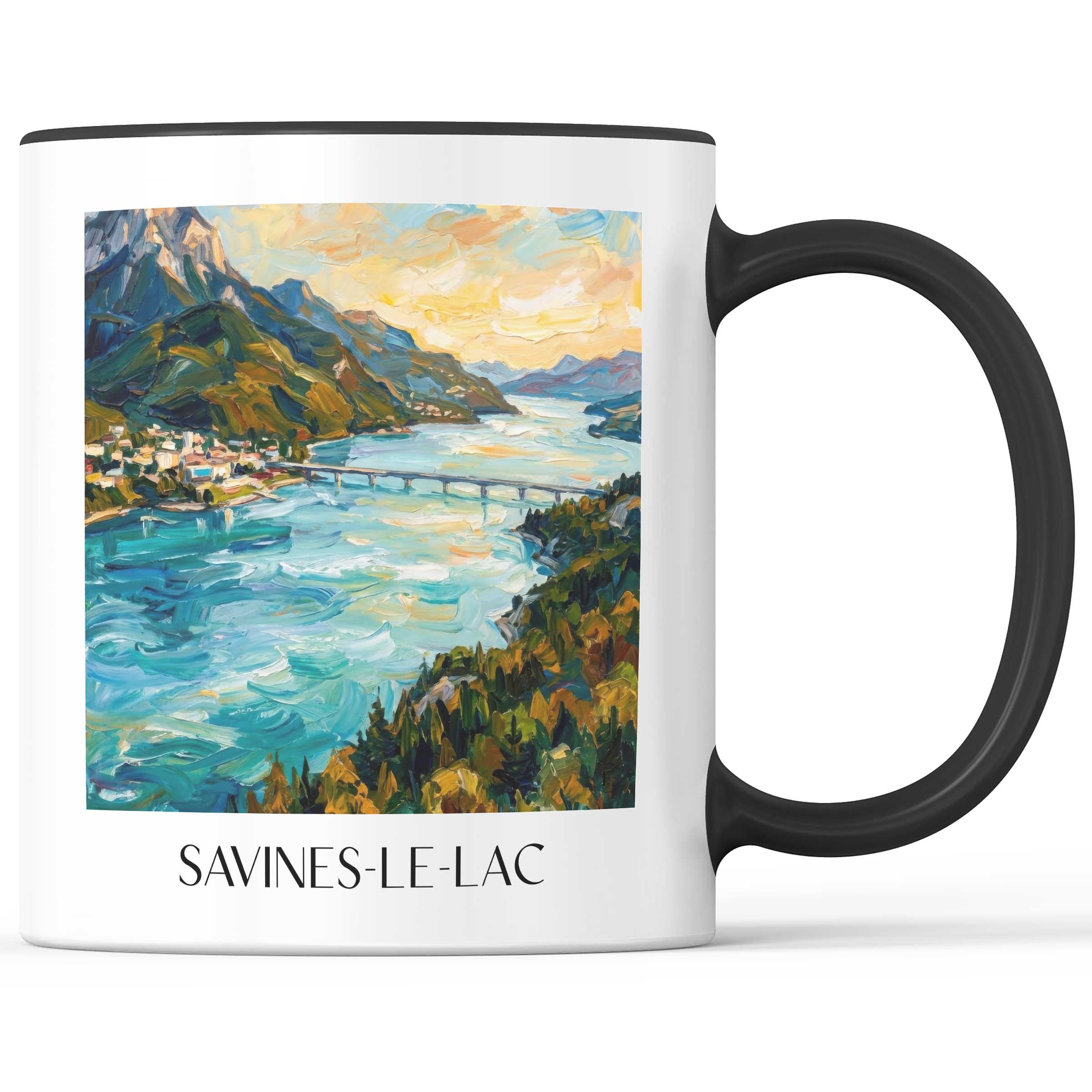 Savines-le-Lac Kaffeebecher - Provence - Frankreich Becher - Kaffeetasse im Ölgemälde Stil - favplace