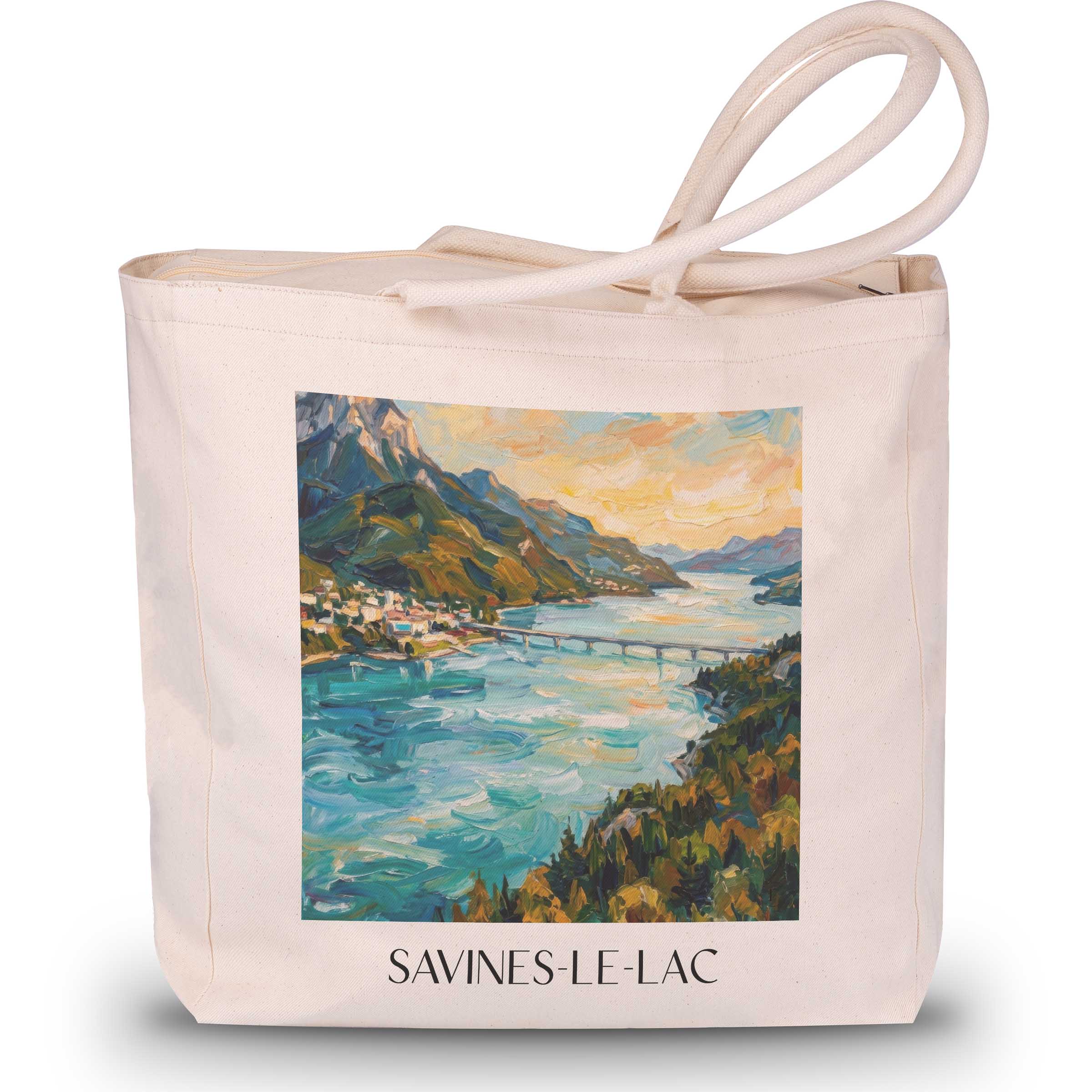 savines-le-lac-provence-frankreich-einkaufstasche-oil-painting-oelgemaelde
