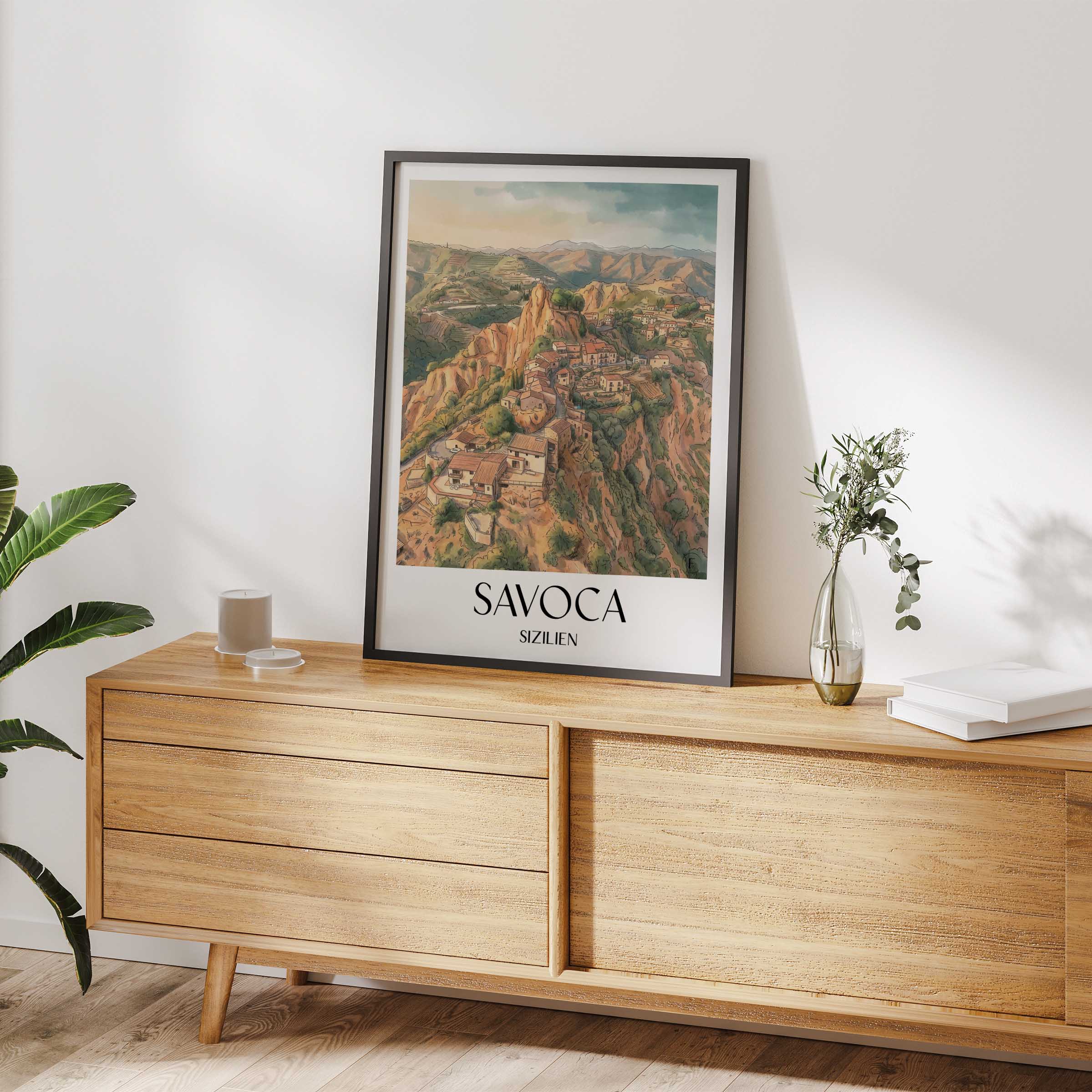 savoca-sizilien-italien-poster-aquarell