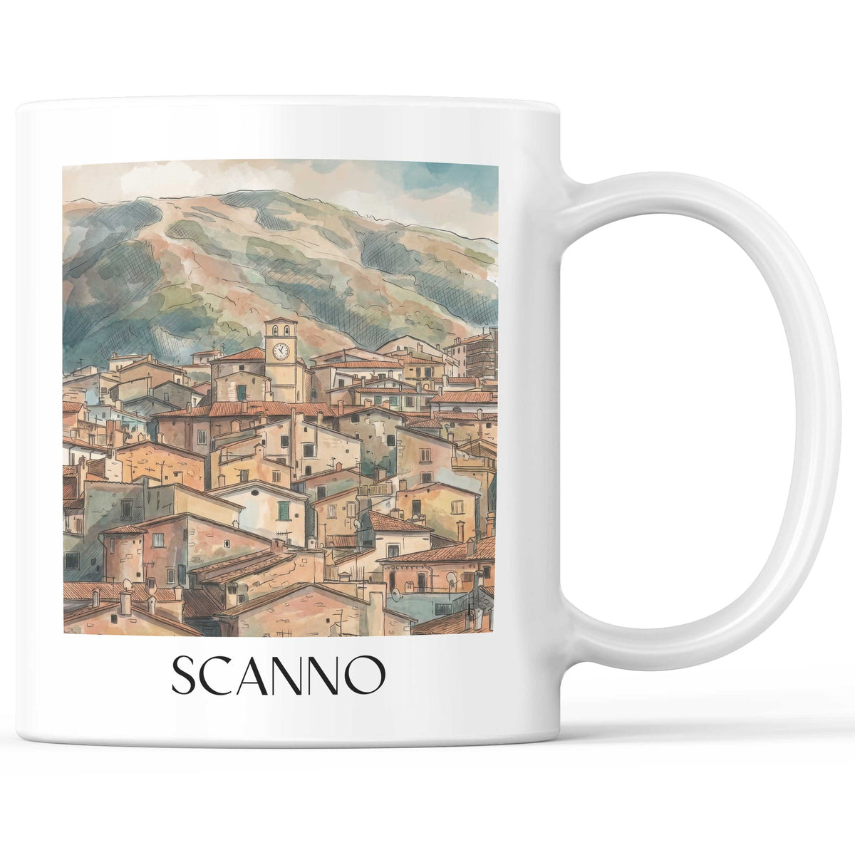 Scanno Kaffeebecher - Abruzzen - Italien Becher - Kaffeetasse im Aquarell Stil - favplace