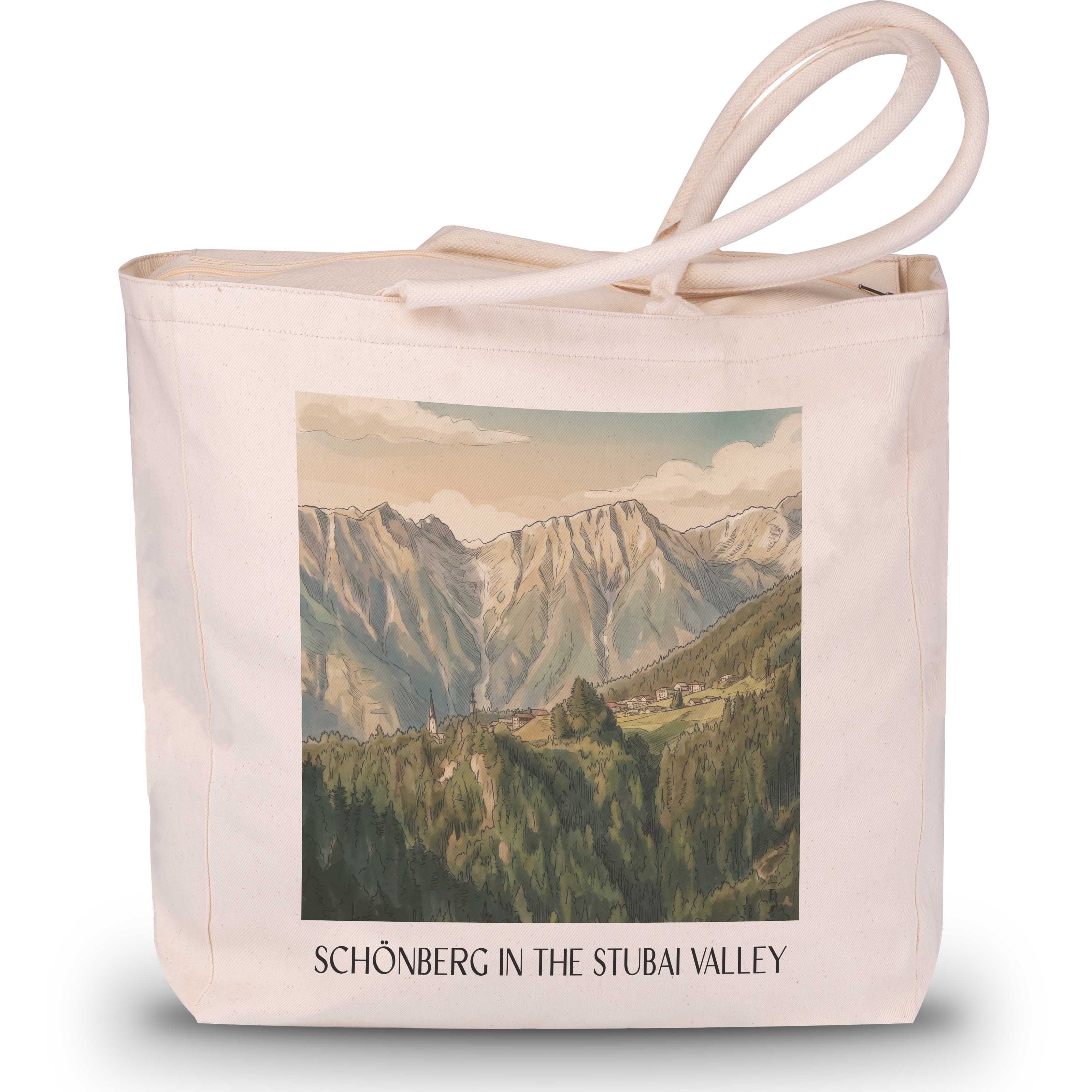 Schönberg im Stubaital Shopping Tasche - Österreich - Österreich Tote Bag - Einkaufstasche im Aquarell Stil - favplace