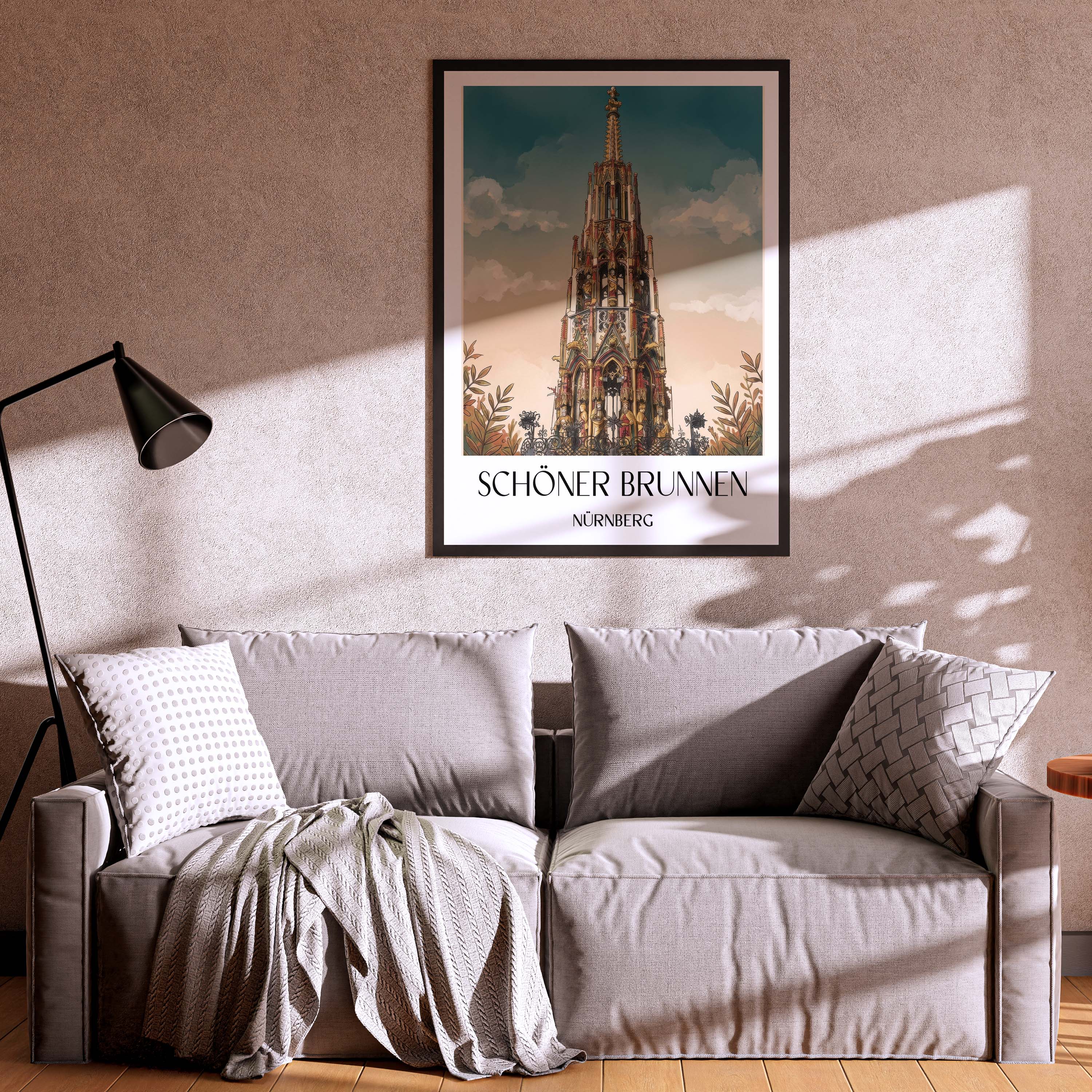 schöner-brunnen-nürnberg-deutschland-poster-aquarell