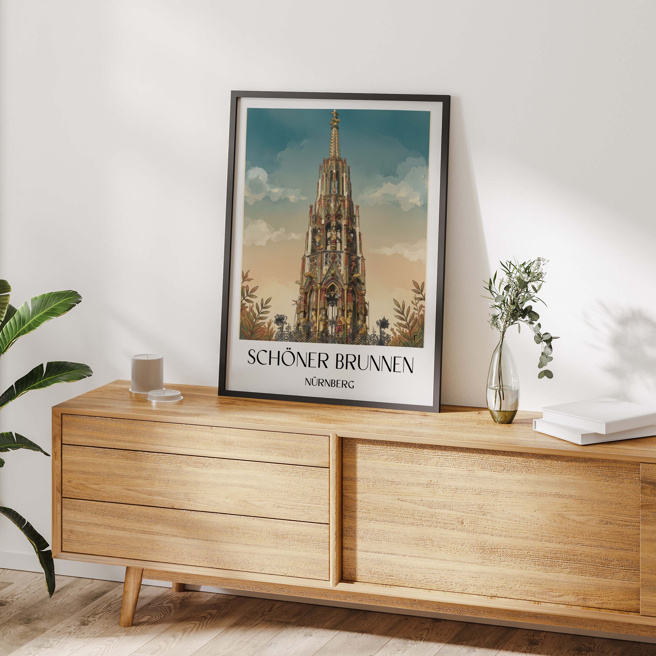 schöner-brunnen-nürnberg-deutschland-poster-aquarell