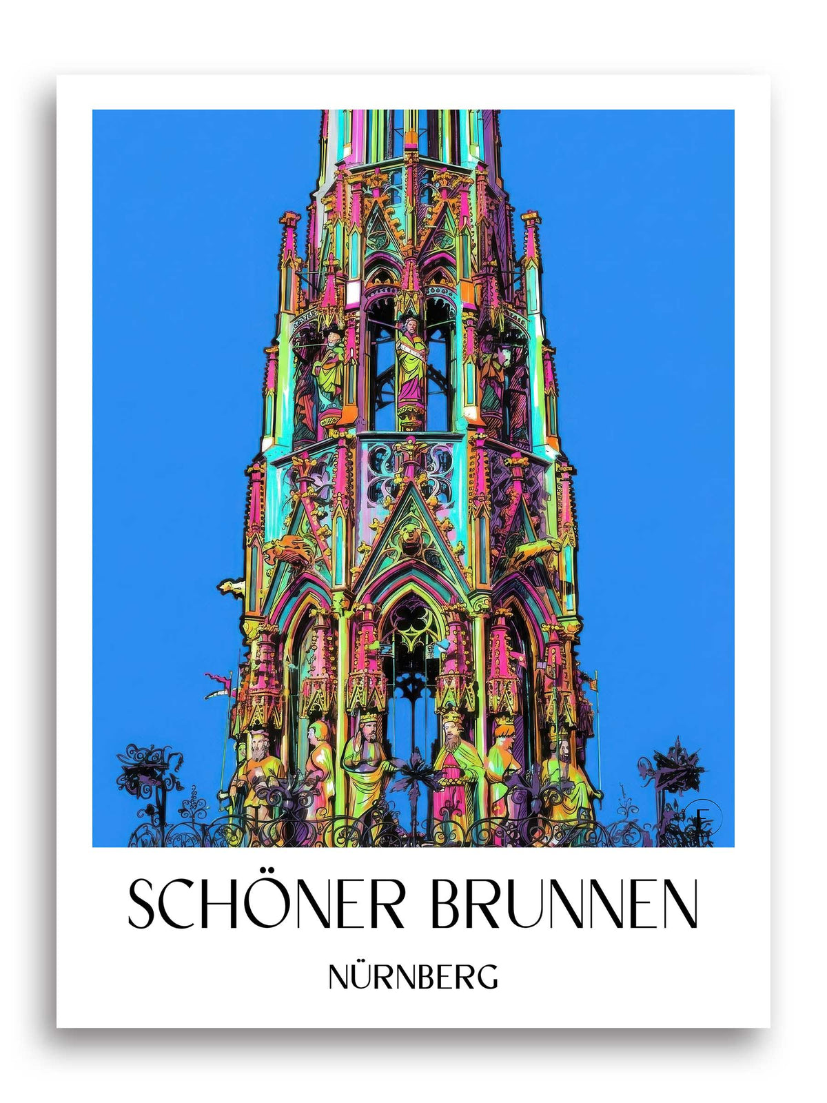 schöner-brunnen-nürnberg-deutschland-poster-graffiti