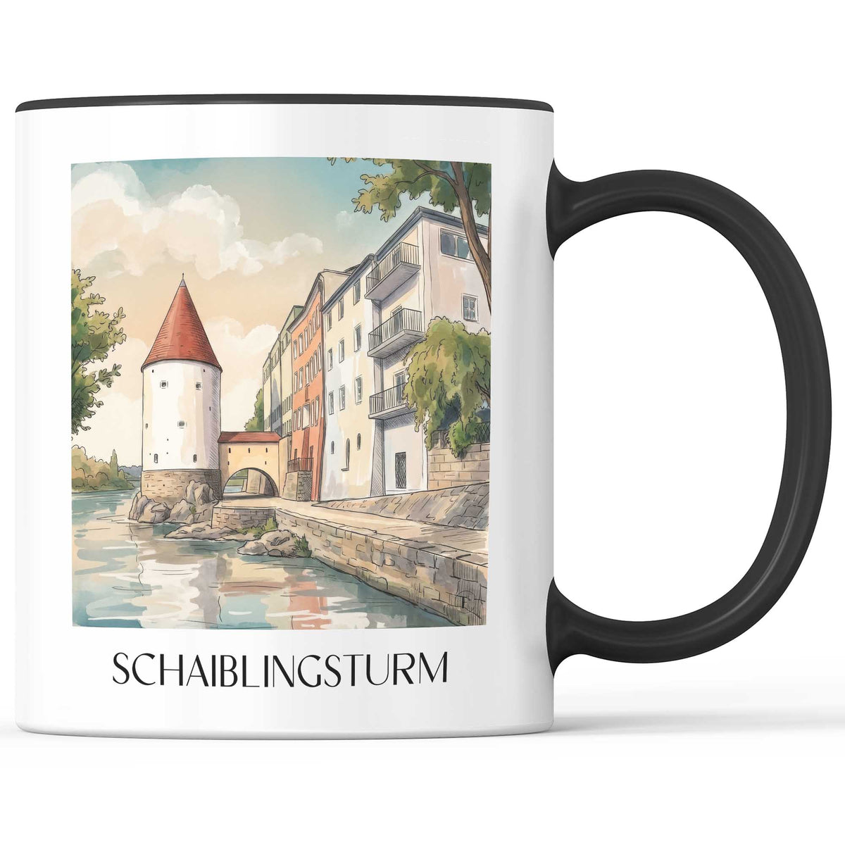 schaiblingsturm-passau-deutschland-kaffeebecher-aquarell
