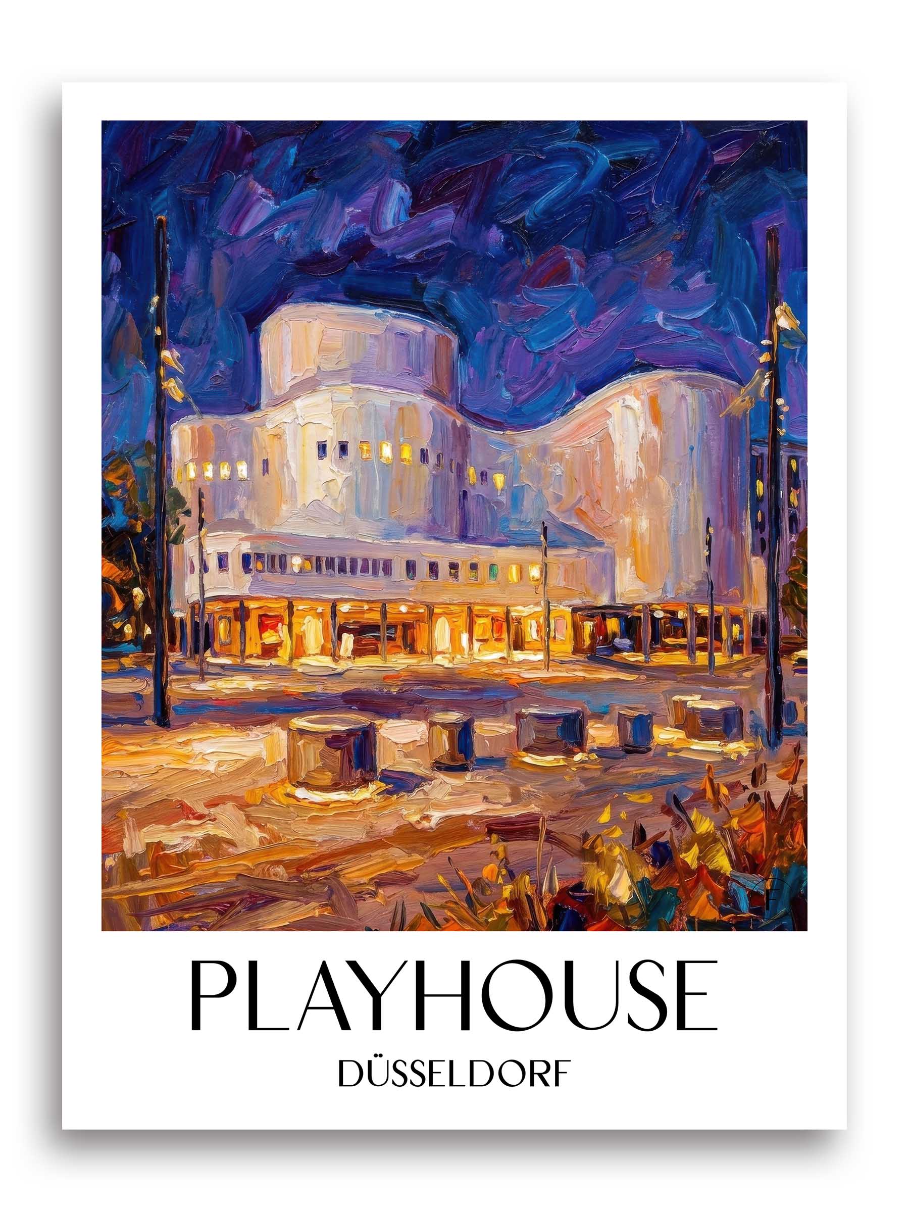 Schauspielhaus Poster - Düsseldorf - Deutschland Kunstdruck - Ölgemälde von A4 bis A1 - favplace