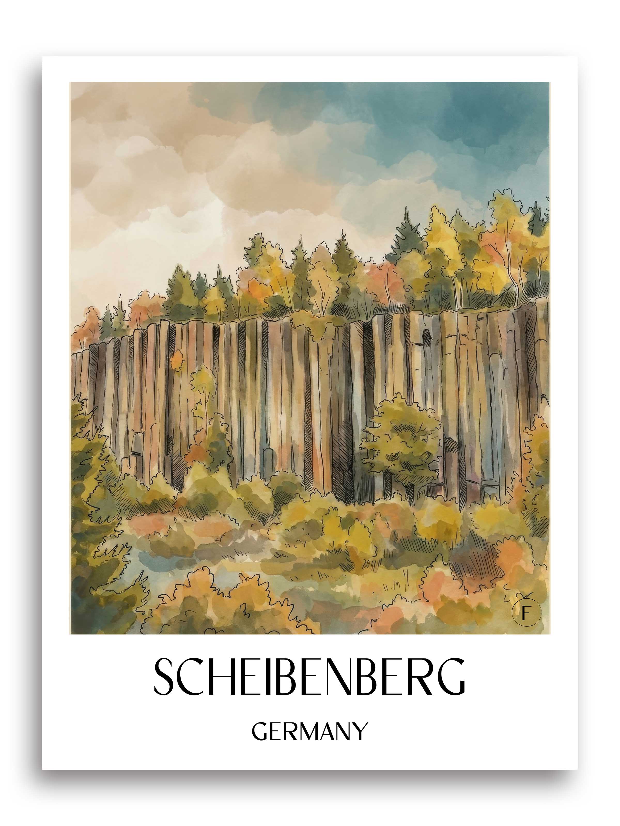 Scheibenberg Poster - Erzgebirge - Deutschland Kunstdruck - Aquarell von A4 bis A1 - favplace