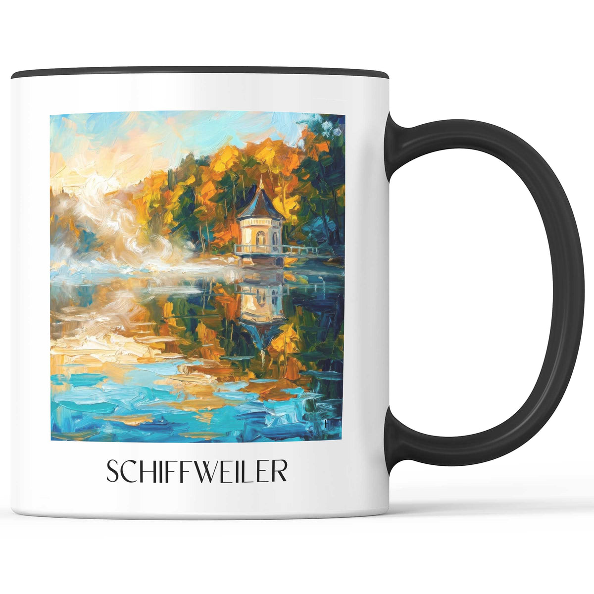 Schiffweiler Kaffeebecher - Saarpfalz - Deutschland Becher - Kaffeetasse im Ölgemälde Stil - favplace