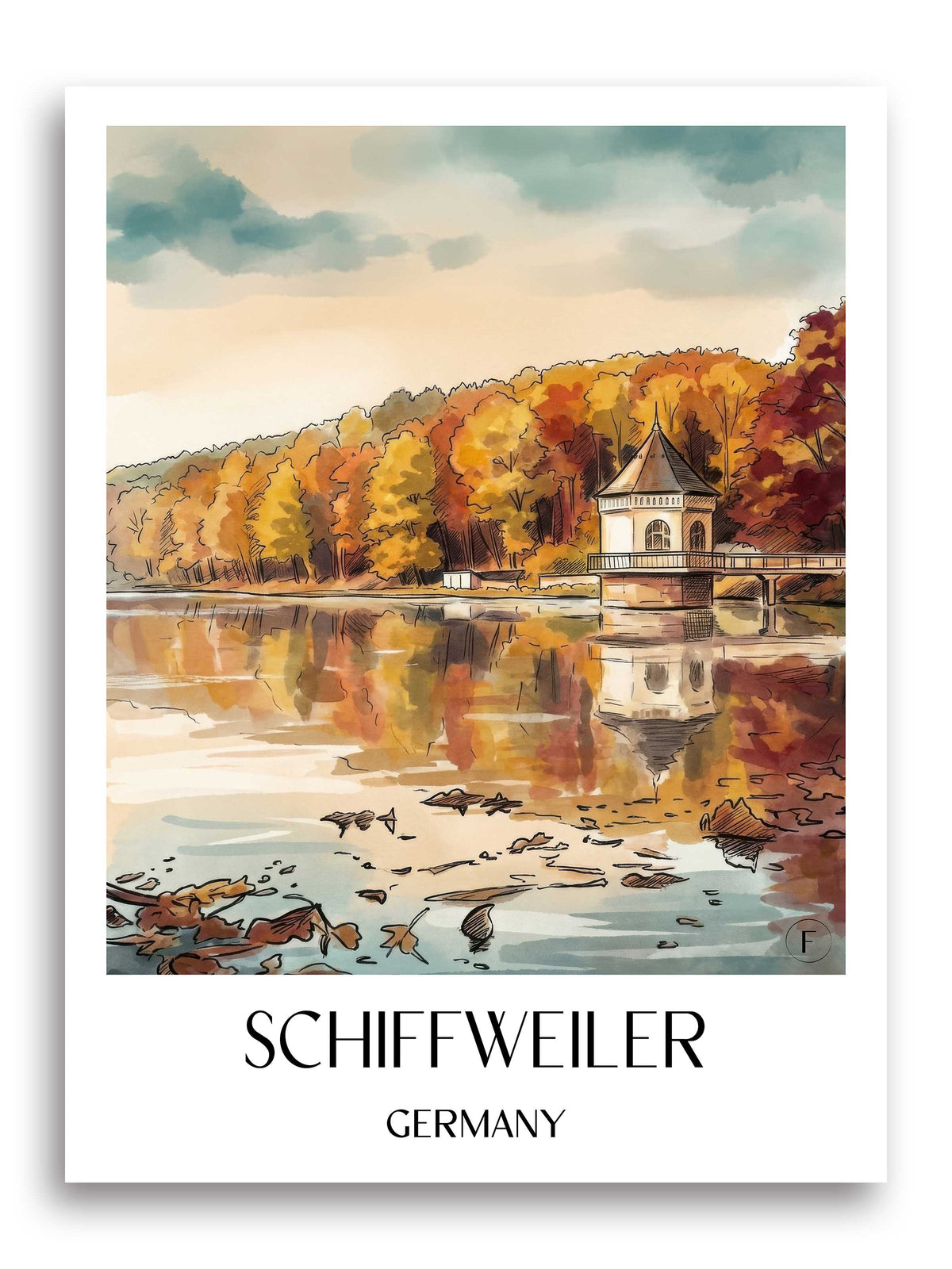 Schiffweiler Poster - Saarpfalz - Deutschland Kunstdruck - Aquarell von A4 bis A1 - favplace