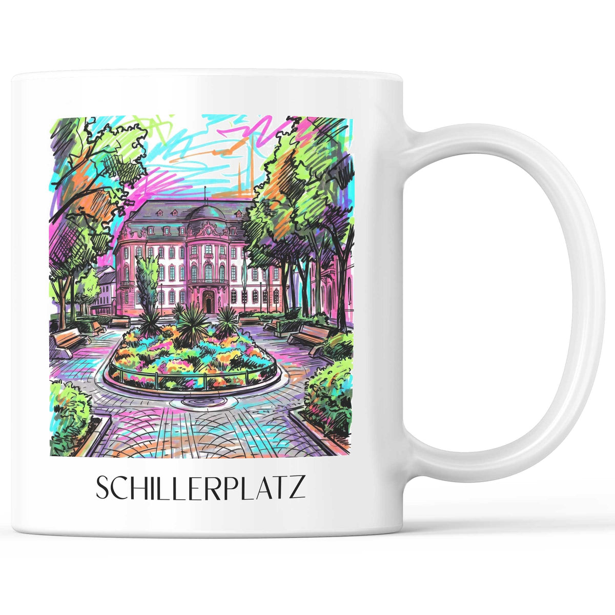 Schillerplatz Kaffeebecher - Mainz - Deutschland Becher - Kaffeetasse im Tag Graffiti Stil - favplace