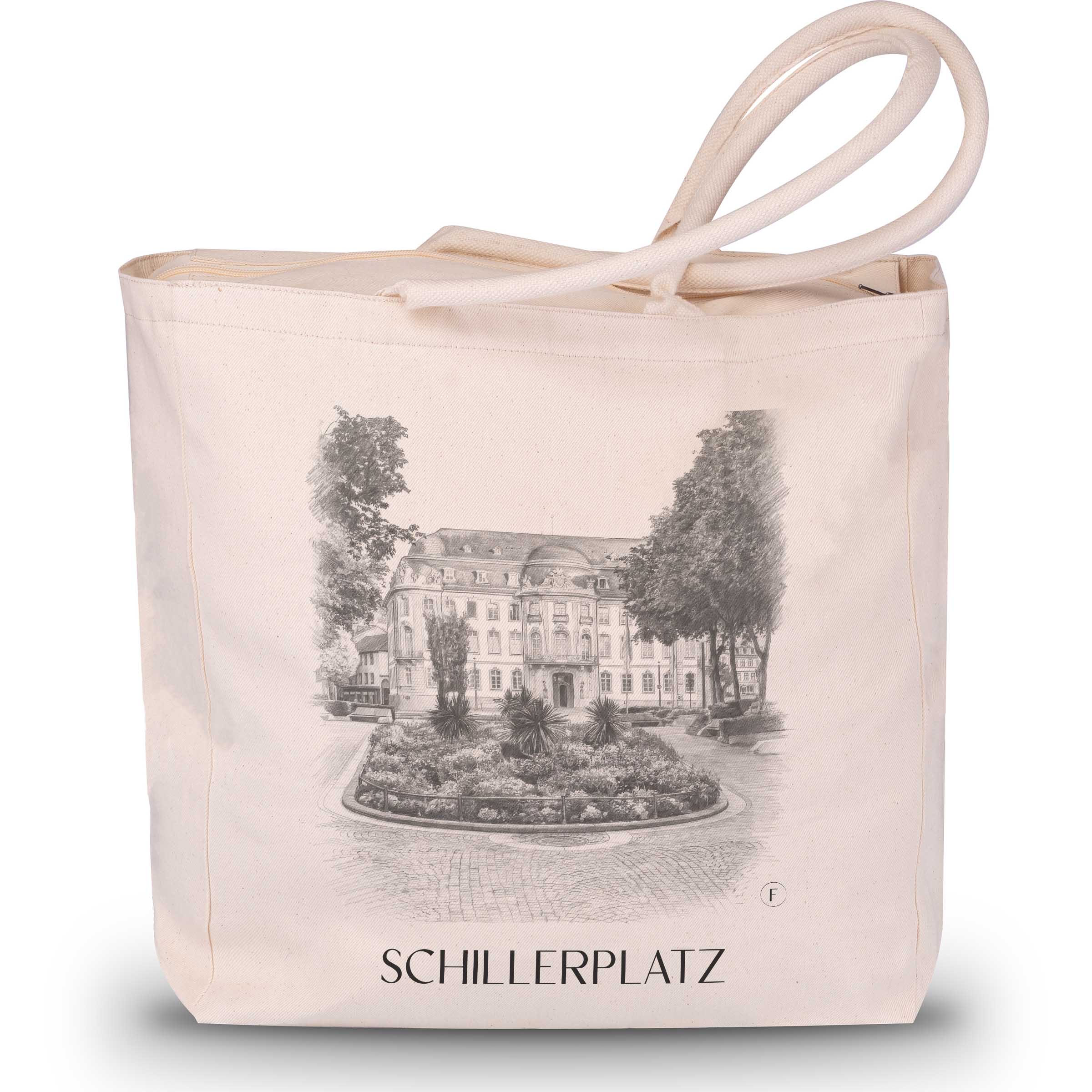 Schillerplatz Shopping Tasche - Mainz - Deutschland Tote Bag - Einkaufstasche im Zeichnung Stil