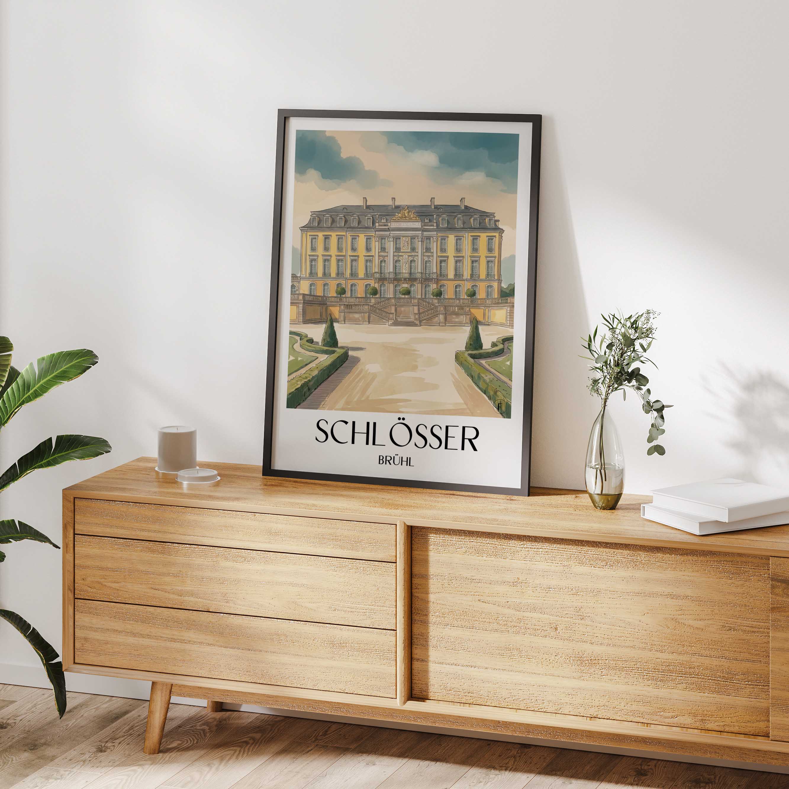 schlösser-brühl-deutschland-poster-aquarell
