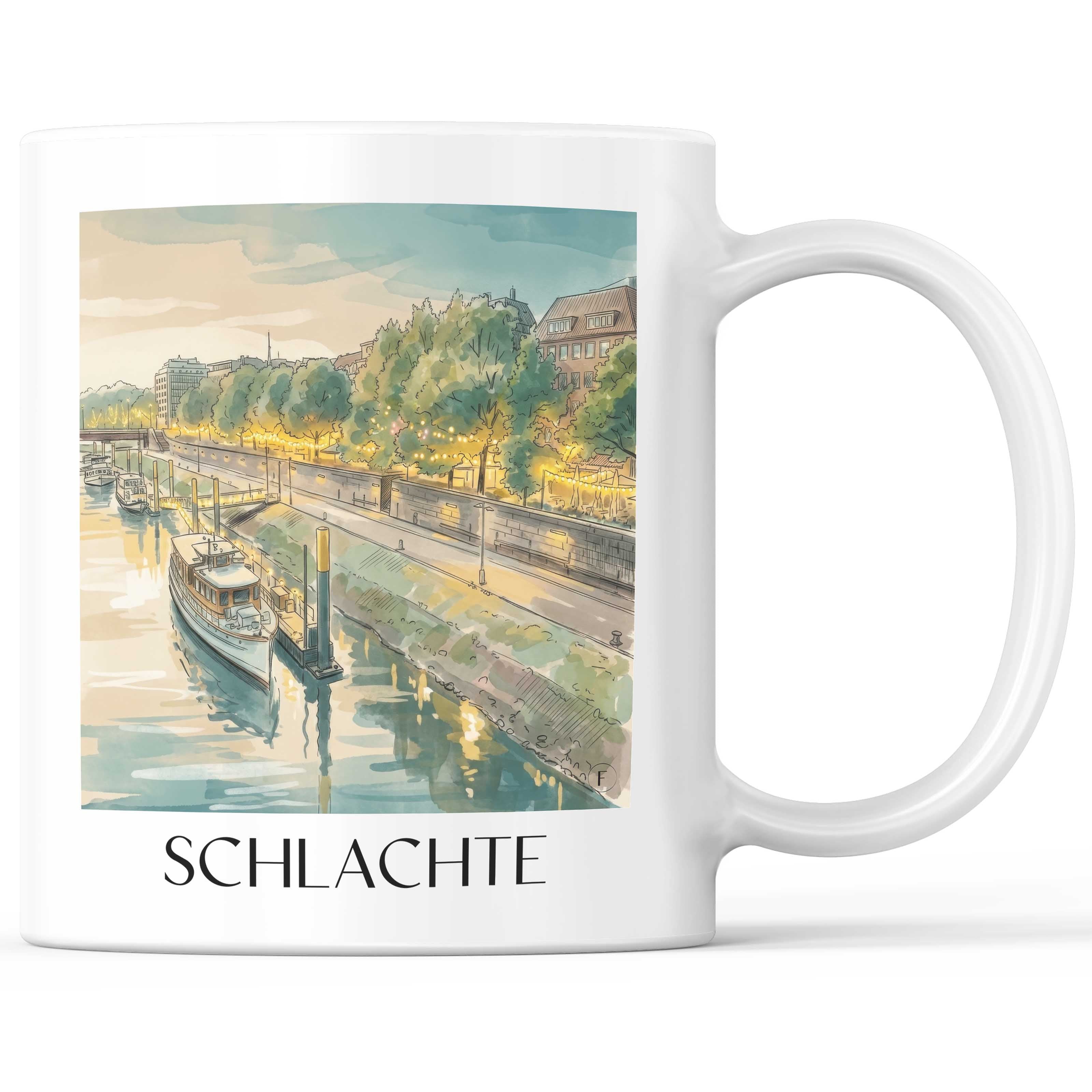 Schlachte Kaffeebecher - Bremen - Deutschland Becher - Kaffeetasse im Aquarell Stil - favplace