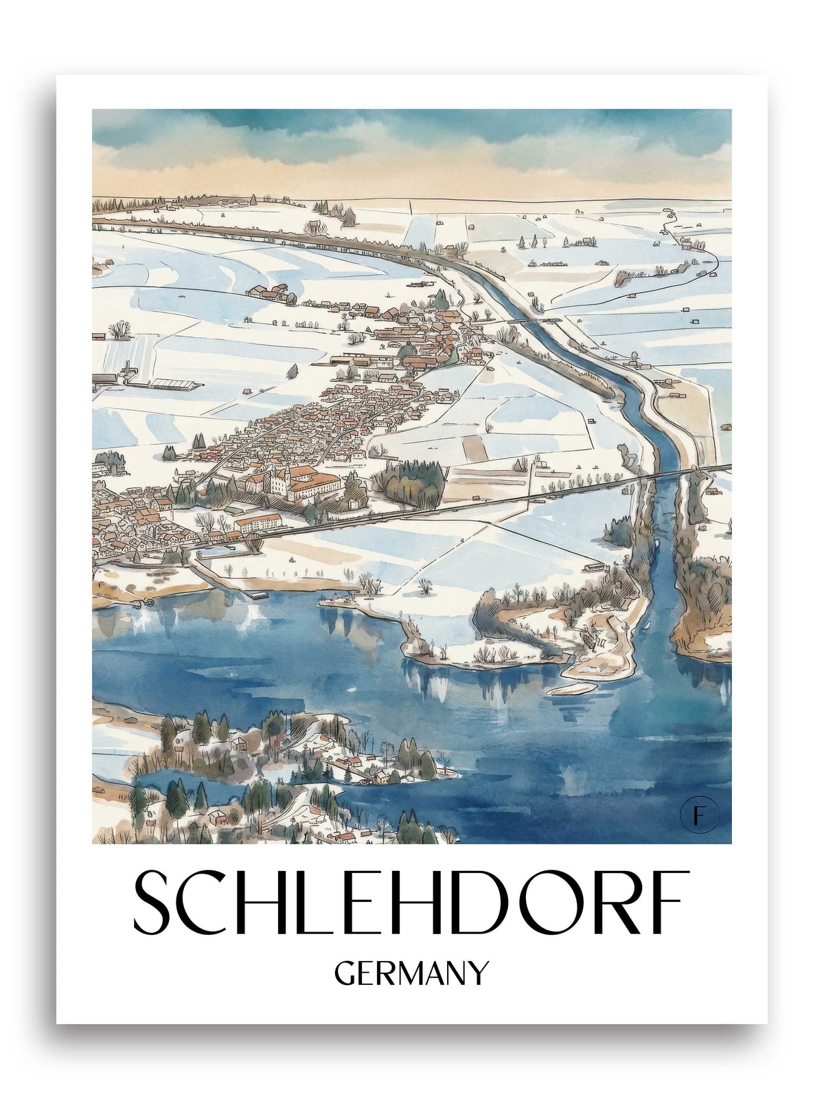 Schlehdorf Poster - Tölzer Land - Deutschland Kunstdruck - Aquarell von A4 bis A1 - favplace