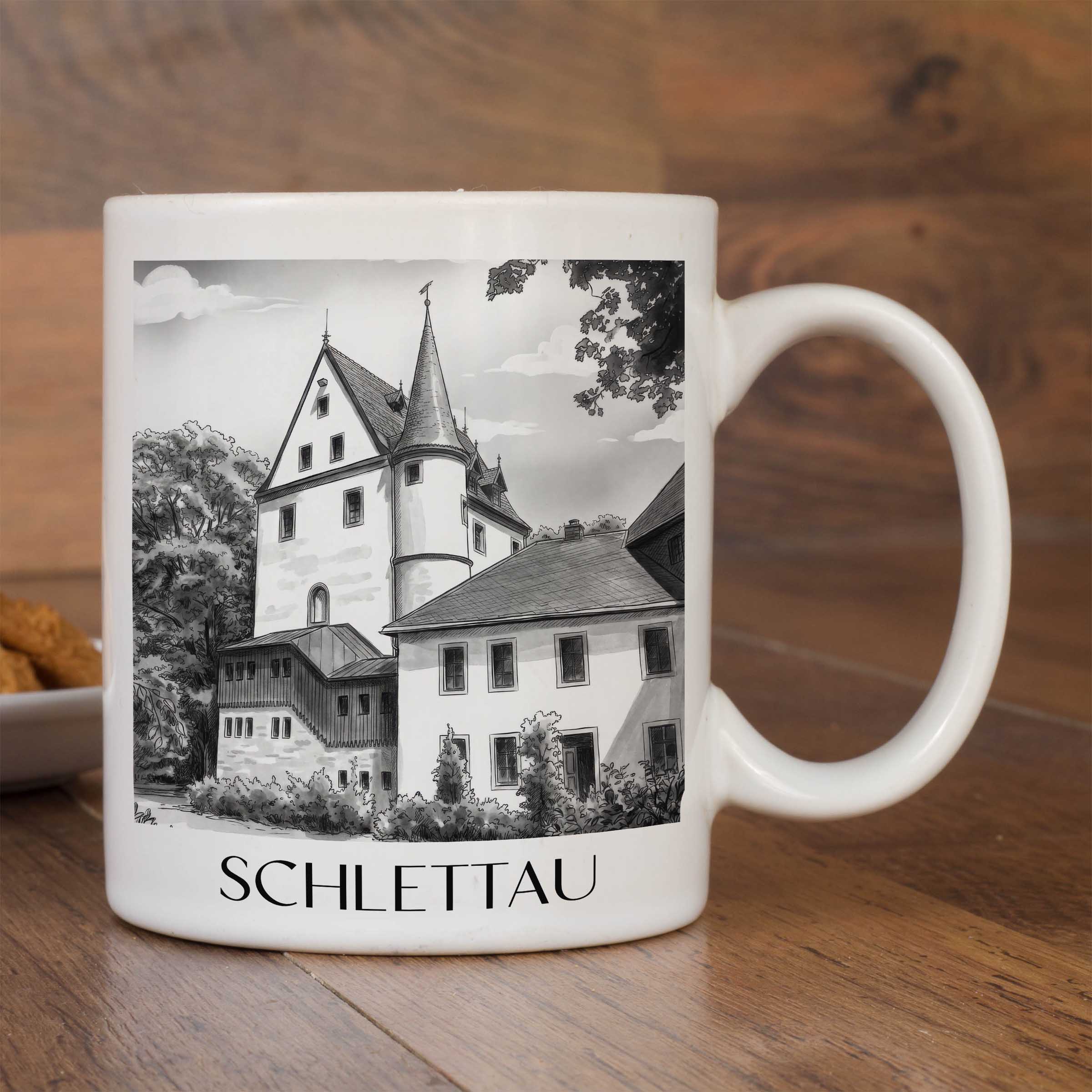 schlettau-erzgebirge-deutschland-kaffeebecher-aquarell-schwarz-weiss