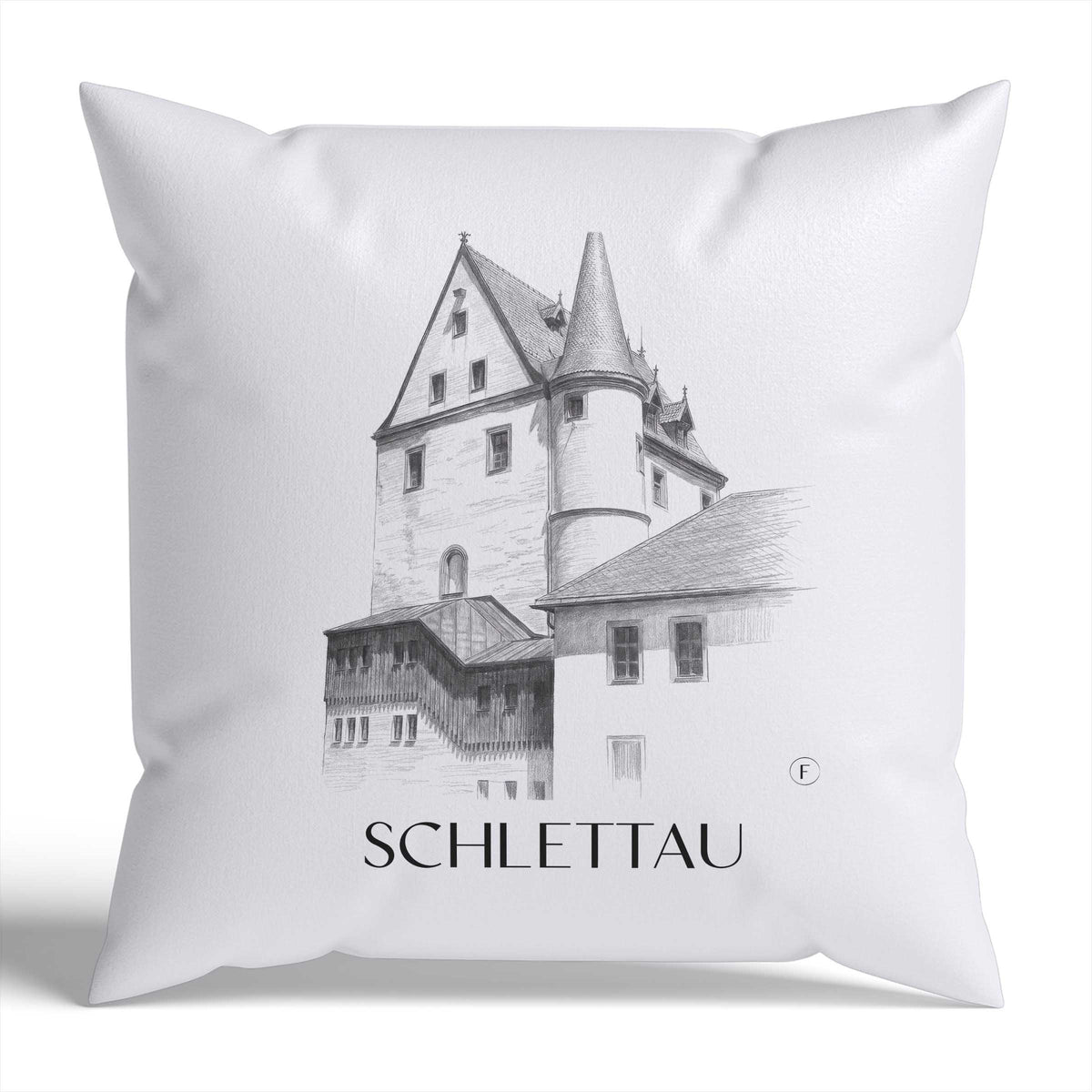 Schlettau Kissenhülle - Zierkissen Bezug - Erzgebirge - Deutschland Kissen bzw. Kissenbezug im Zeichnung Stil - favplace