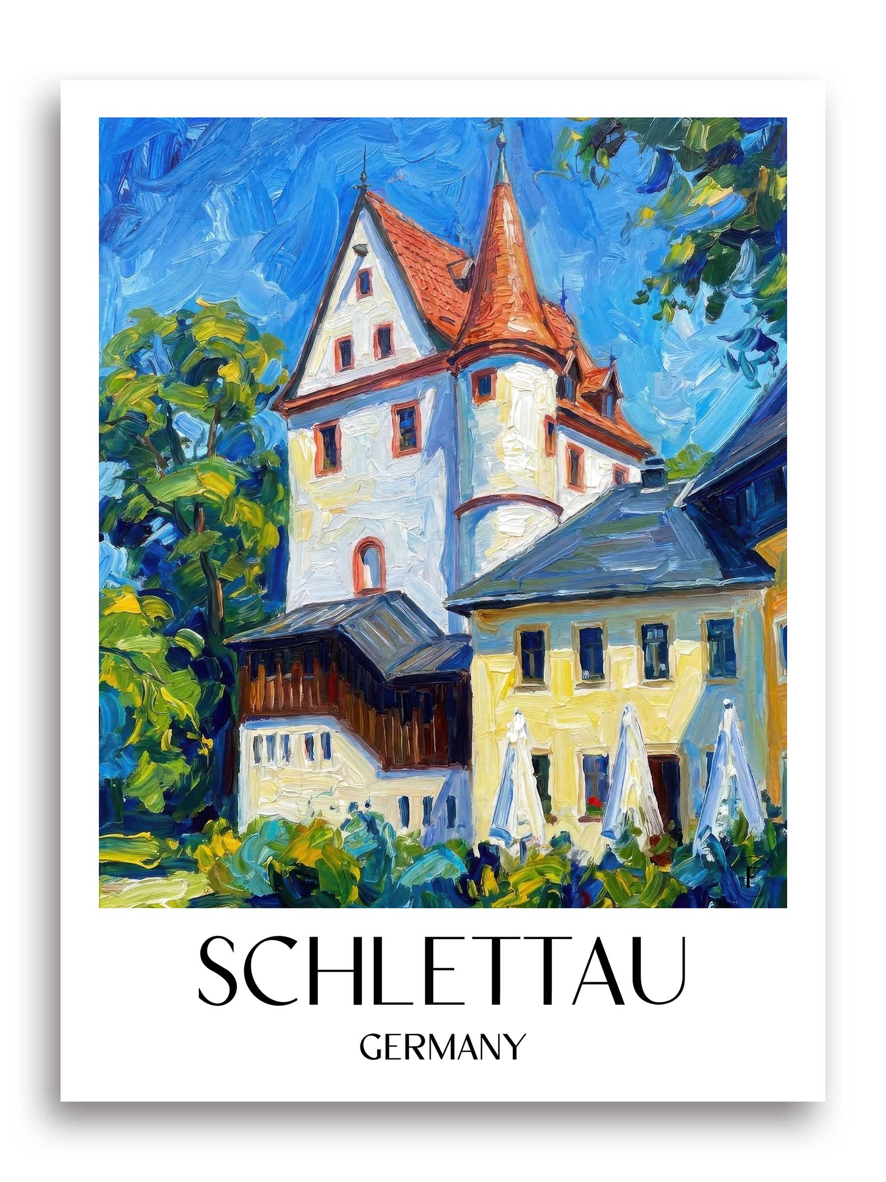 Schlettau Poster - Erzgebirge - Deutschland Kunstdruck - Ölgemälde von A4 bis A1 - favplace