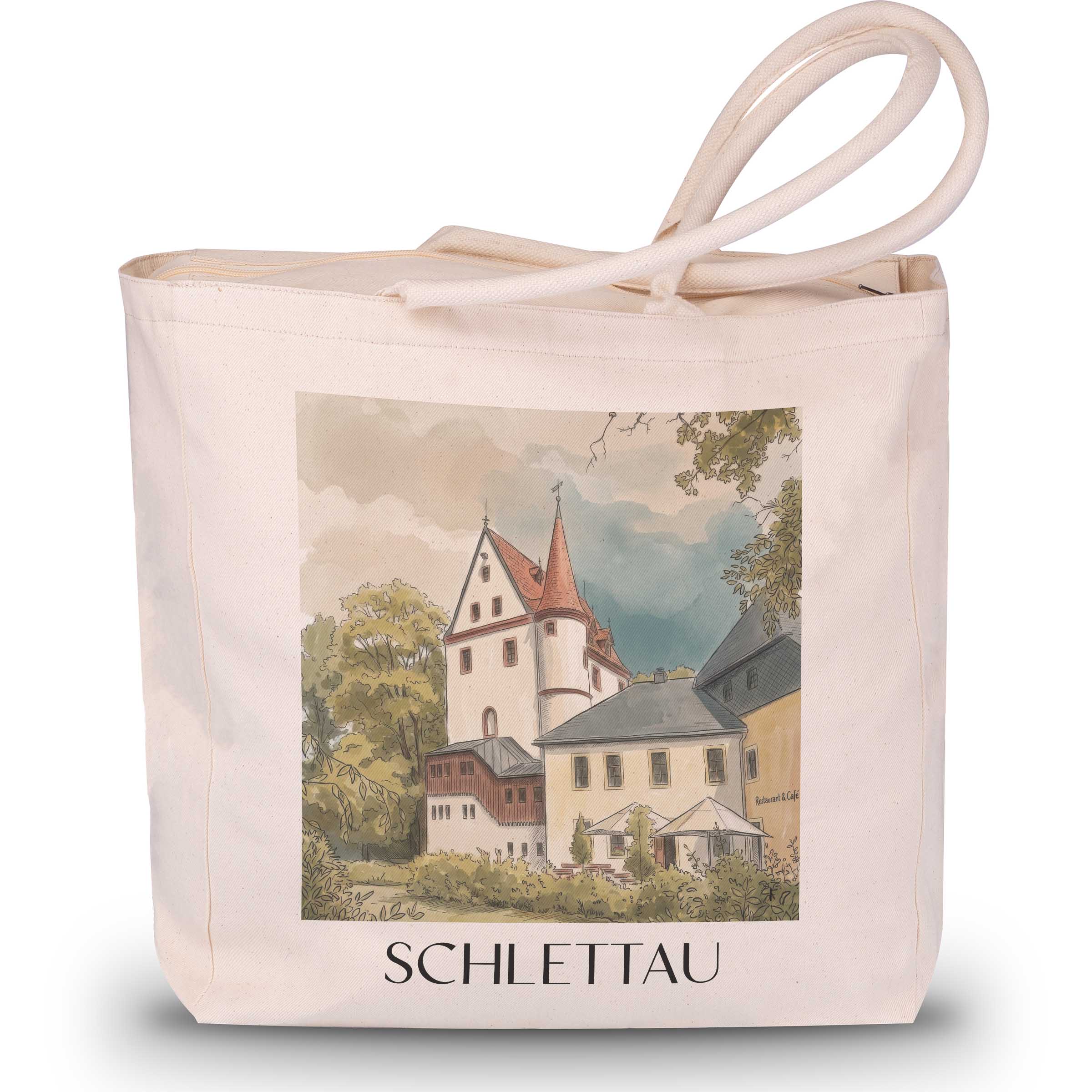 Schlettau Shopping Tasche - Erzgebirge - Deutschland Tote Bag - Einkaufstasche im Aquarell Stil - favplace