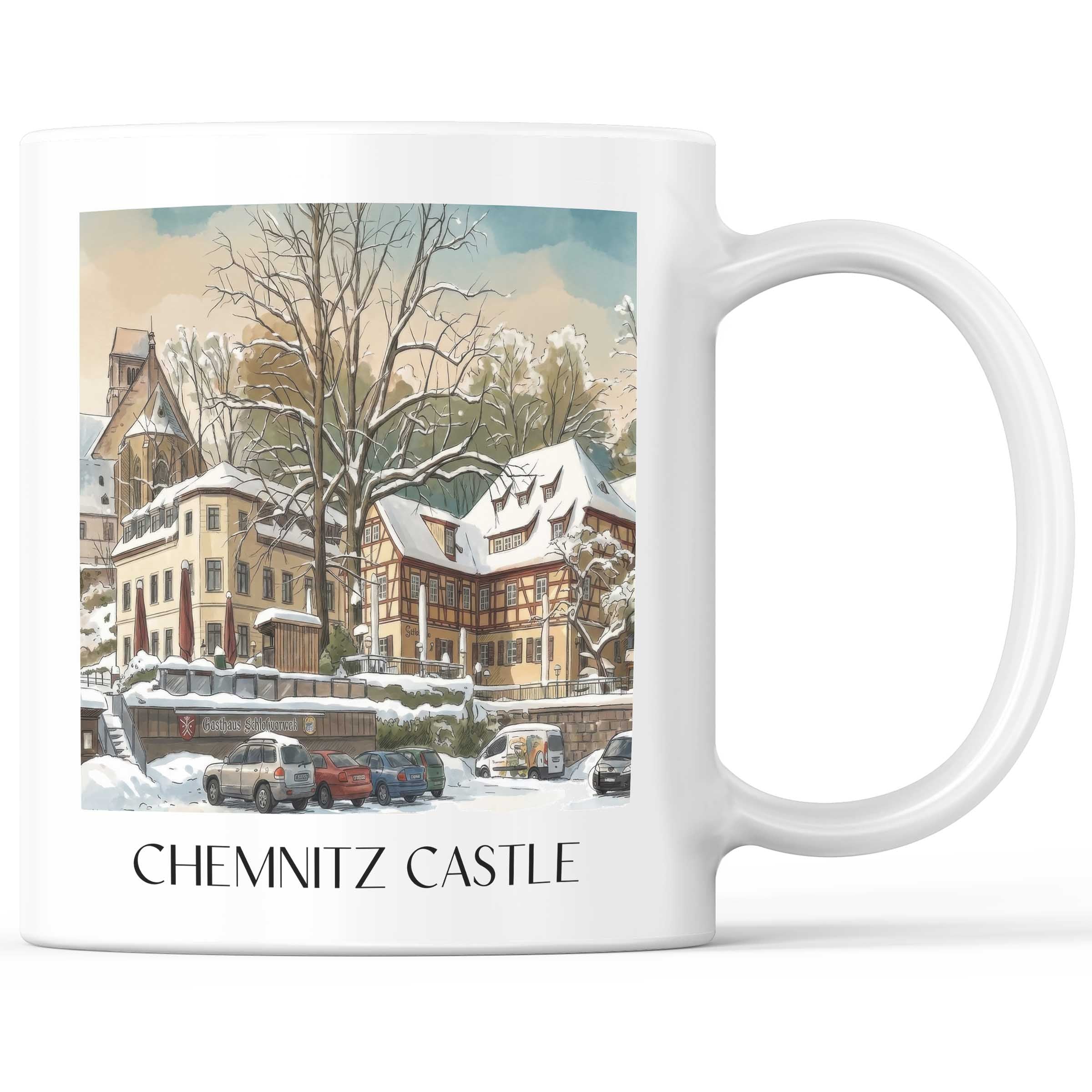 Schloßchemnitz Kaffeebecher - Chemnitz - Deutschland Becher - Kaffeetasse im Aquarell Stil - favplace