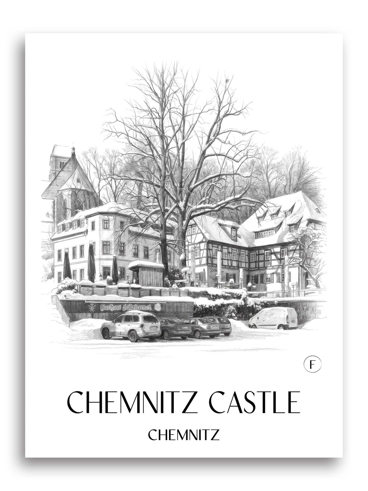 Schloßchemnitz Poster - Chemnitz - Deutschland Kunstdruck - Zeichnung von A4 bis A1 - favplace