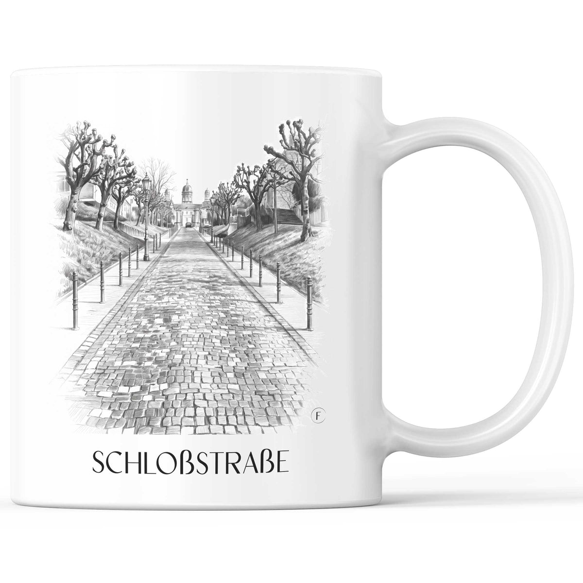 Schloßstraße Kaffeebecher - Bergisch Gladbach - Deutschland Becher - Kaffeetasse im Zeichnung Stil